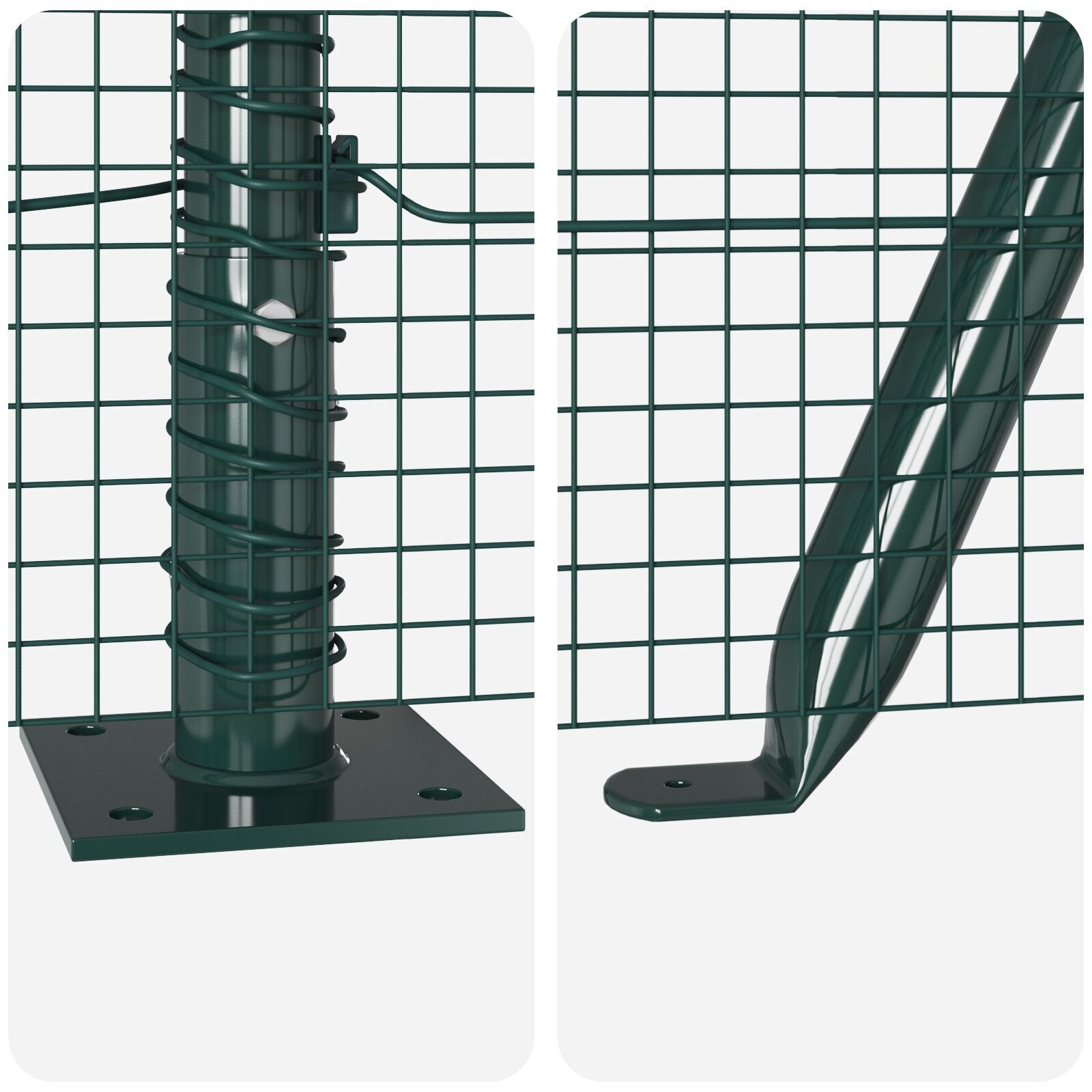 Gard din sârmă sudată cu 13 stâlpi flanșați Verde 1.2x25 m Oțel GartenMobel Dekor