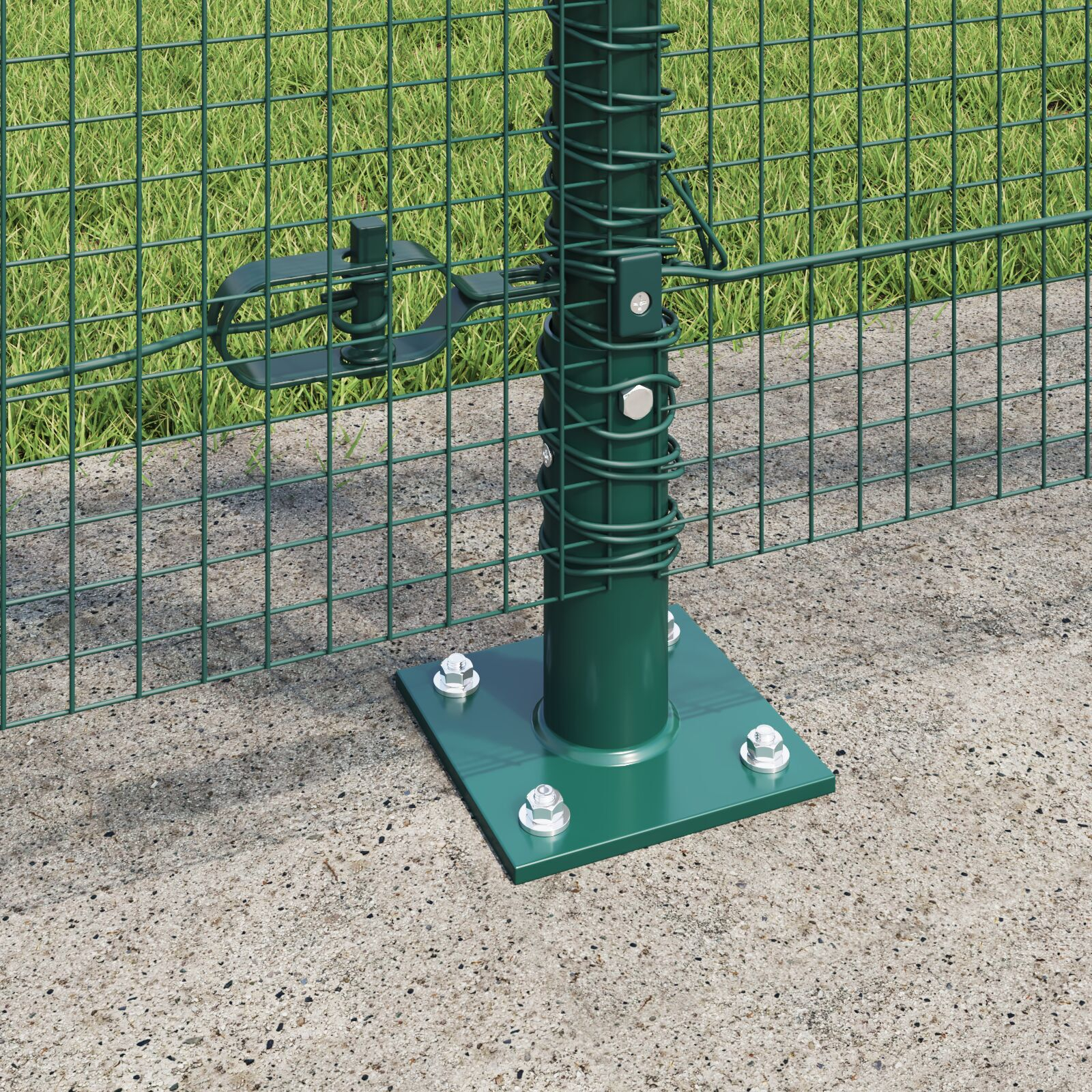 Gard din sârmă sudată cu 13 stâlpi flanșați Verde 1.2x25 m Oțel GartenMobel Dekor