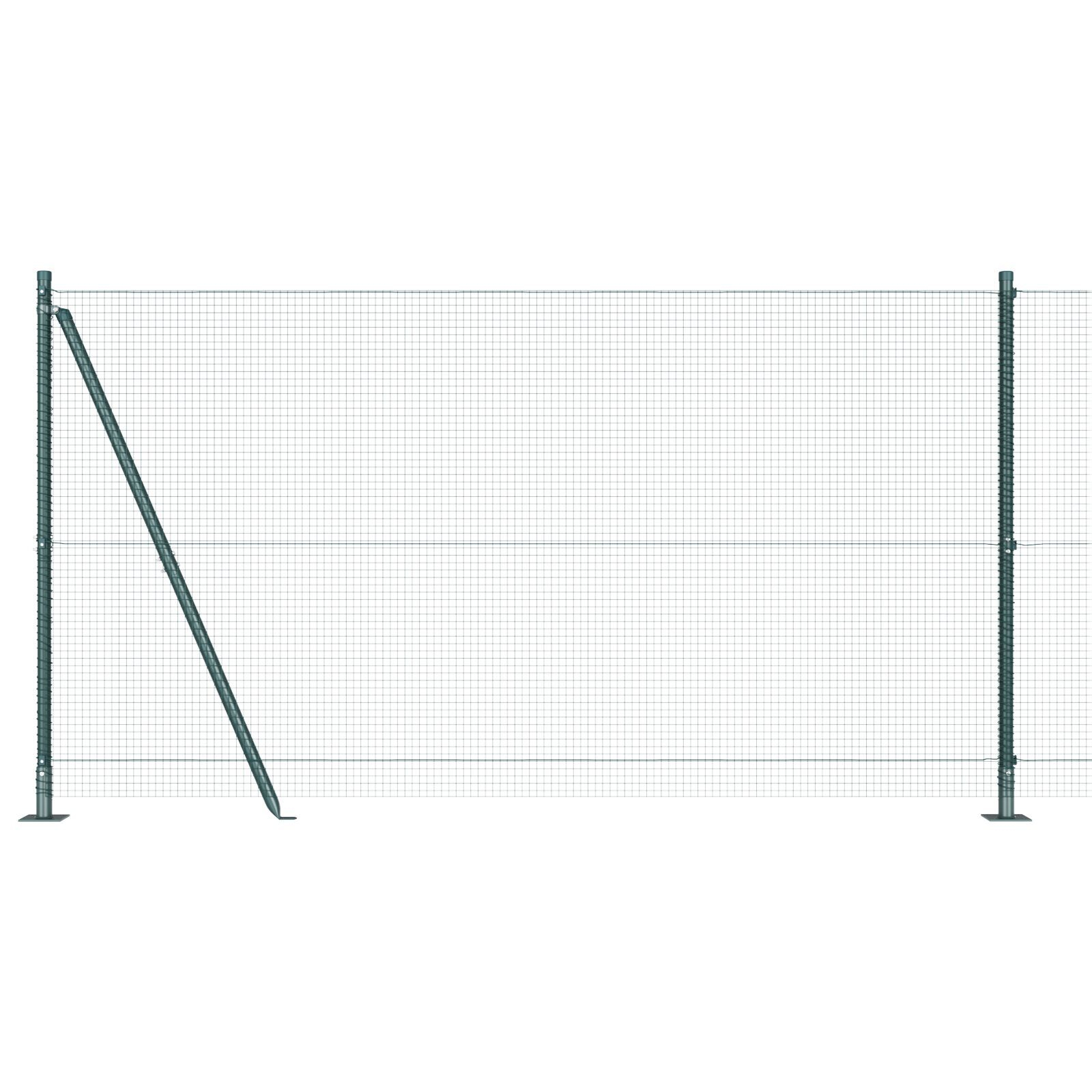 Gard din sârmă sudată cu 13 stâlpi flanșați Verde 1.2x25 m Oțel GartenMobel Dekor