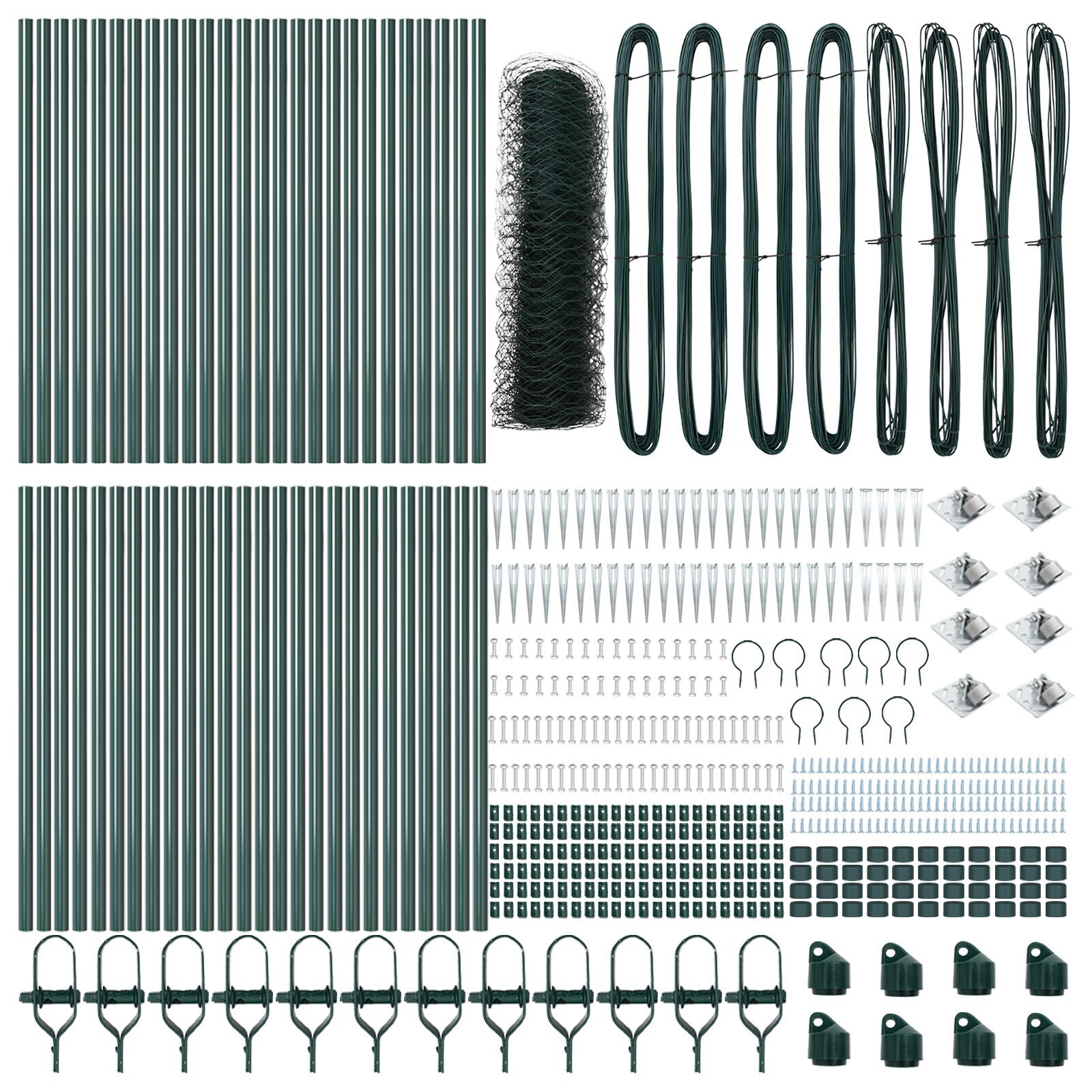 Gard Hexagonal Verde 0.8x100 m Oțel, Posturi de Gard  cu Spike 13 buc Ø32 mm 100 cm Oțel galvanizat GartenMobel Dekor
