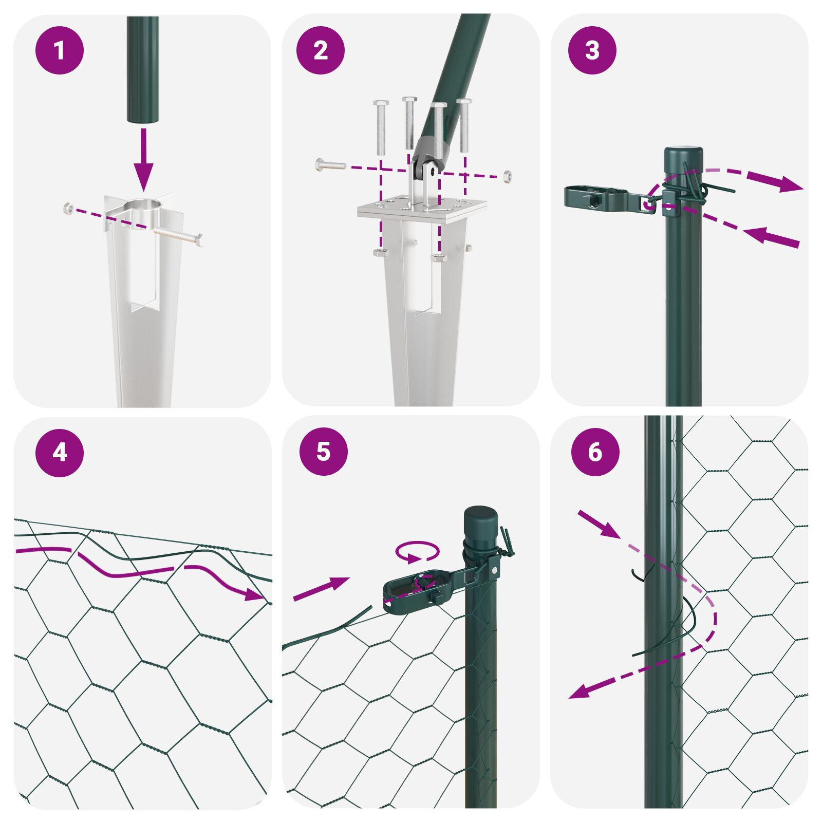 Gard Hexagonal Verde 0.8x100 m Oțel, Posturi de Gard  cu Spike 13 buc Ø32 mm 100 cm Oțel galvanizat GartenMobel Dekor