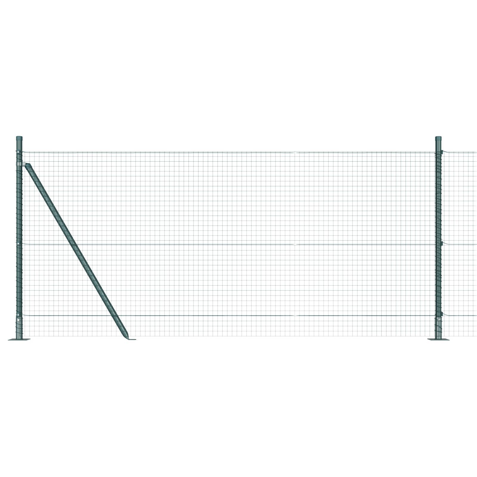 Gard cu Plasă Sudată cu 13 Stâlpi Flanșați Verde 0.8x100 m Oțel GartenMobel Dekor