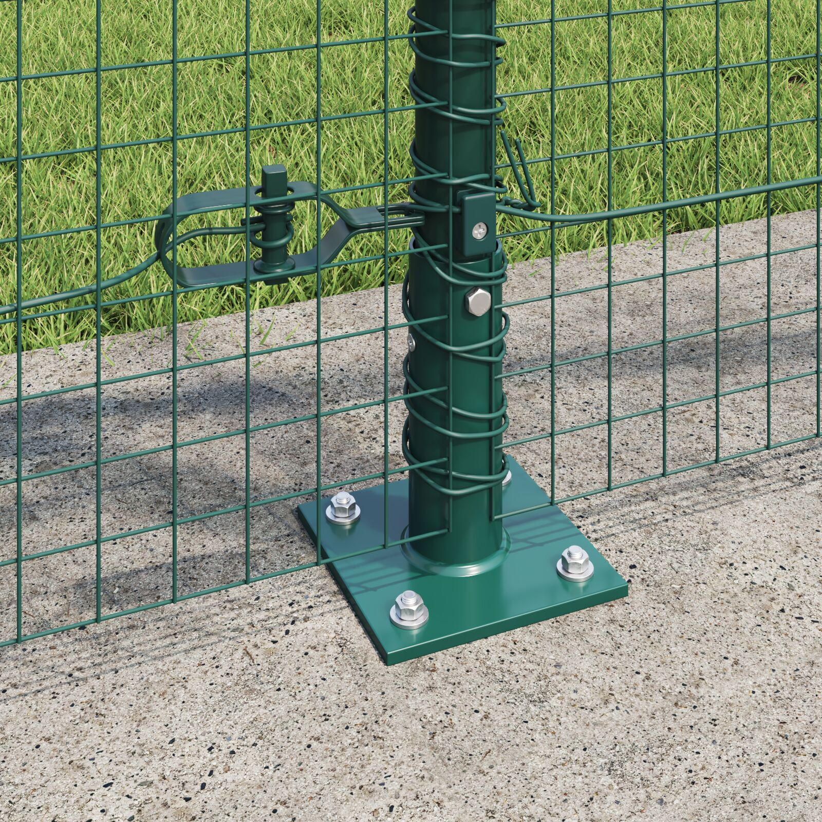 Gard cu Plasă Sudată cu 13 Stâlpi Flanșați Verde 0.8x100 m Oțel GartenMobel Dekor