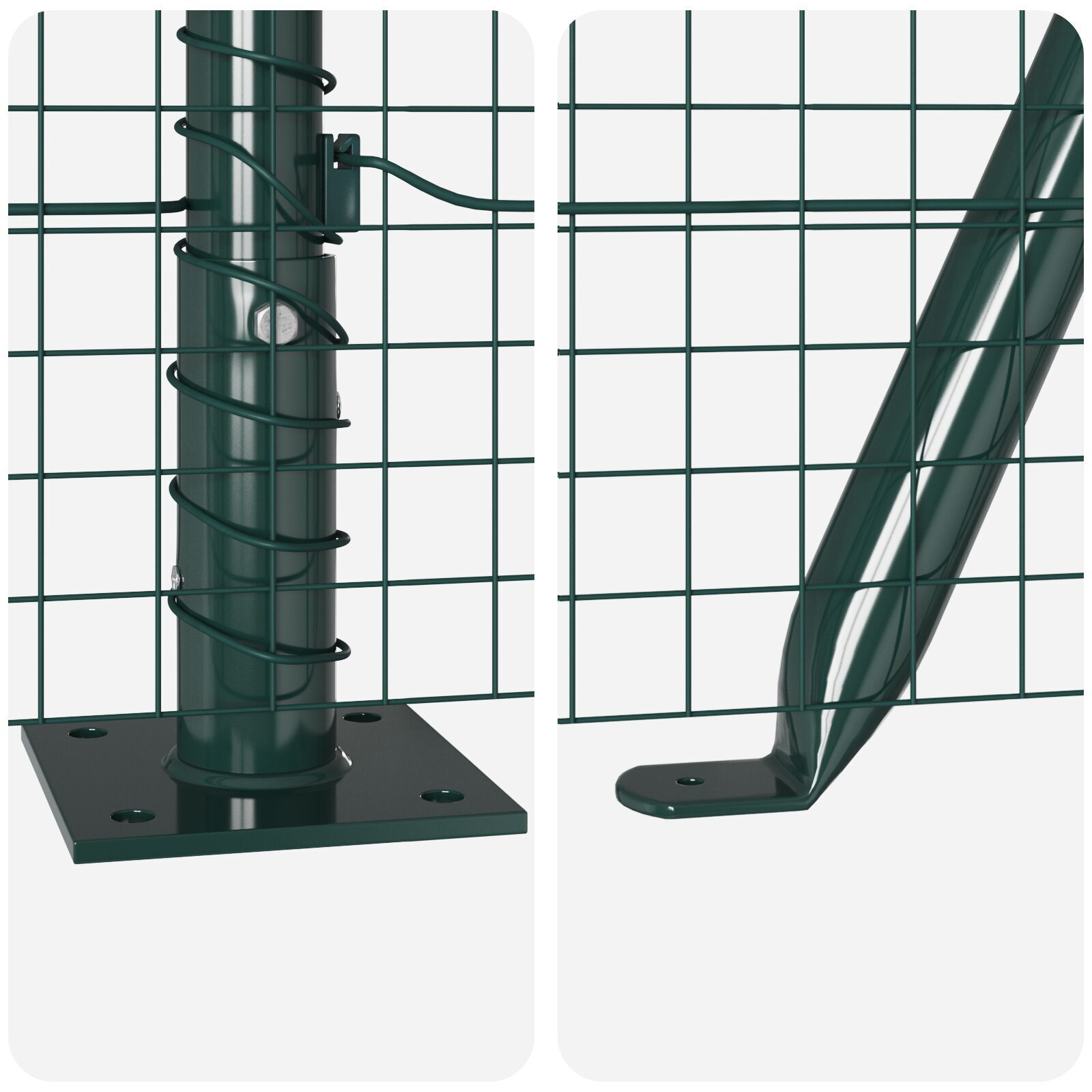 Gard cu Plasă Sudată cu 13 Stâlpi Flanșați Verde 0.8x100 m Oțel GartenMobel Dekor