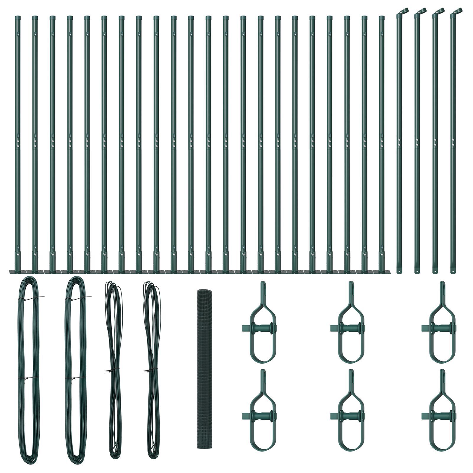 Gard cu Plasă Sudată cu 13 Stâlpi Flanșați Verde 1.4x50 m Oțel GartenMobel Dekor