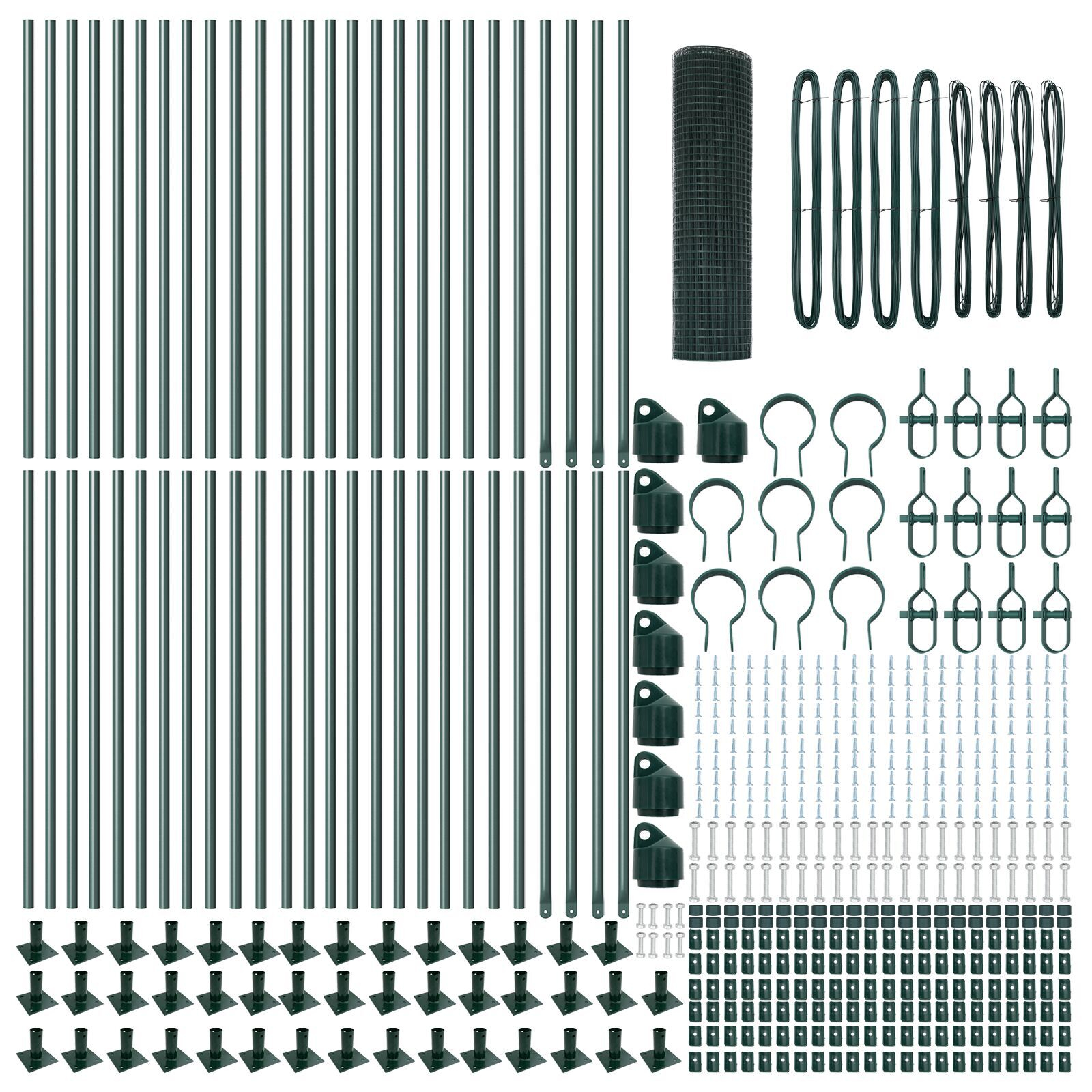 Gard din Fibră Sudată cu 13 Stâlpi Flanged Verde 0.8x100 m Oțel GartenMobel Dekor