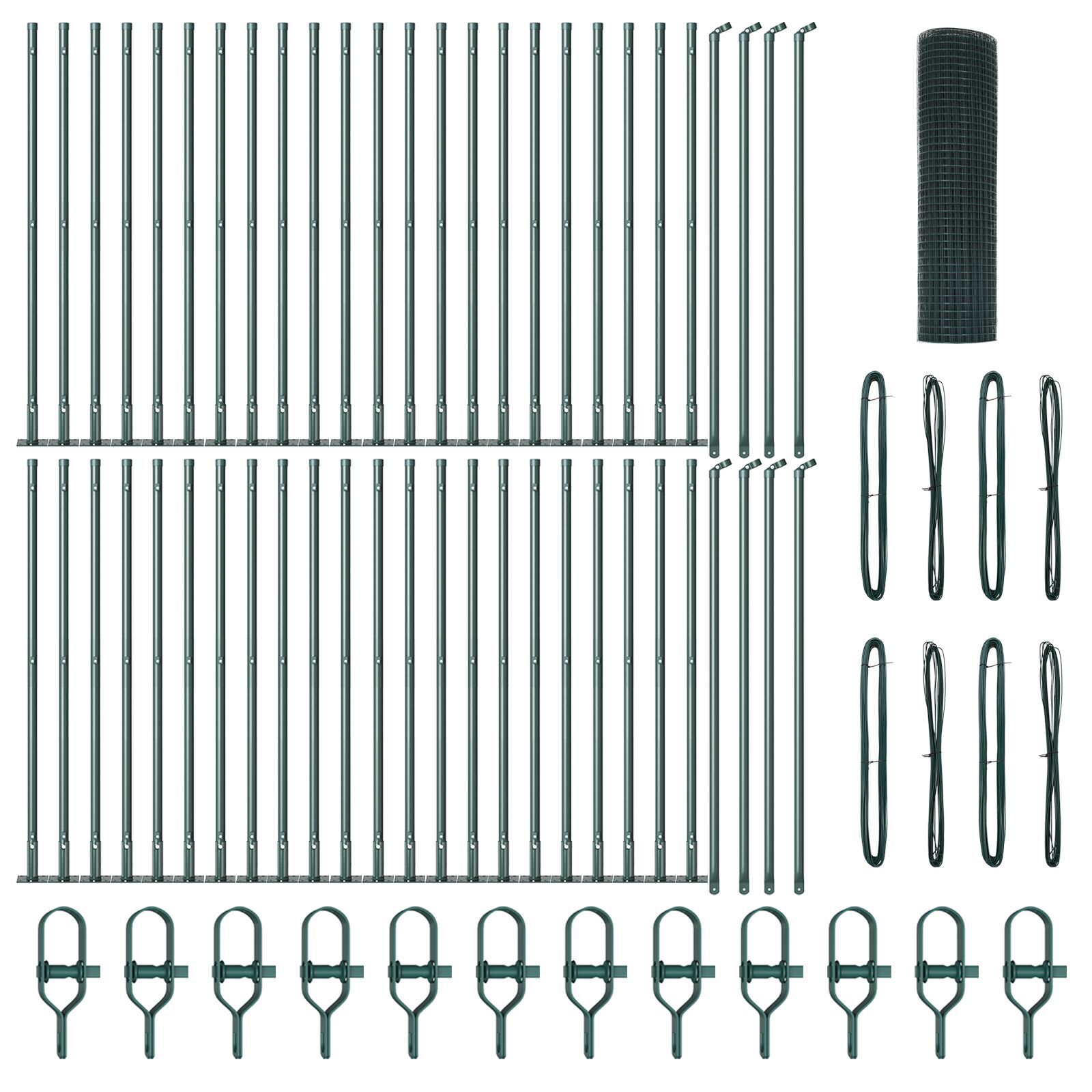Gard din Fibră Sudată cu 13 Stâlpi Flanged Verde 0.8x100 m Oțel GartenMobel Dekor