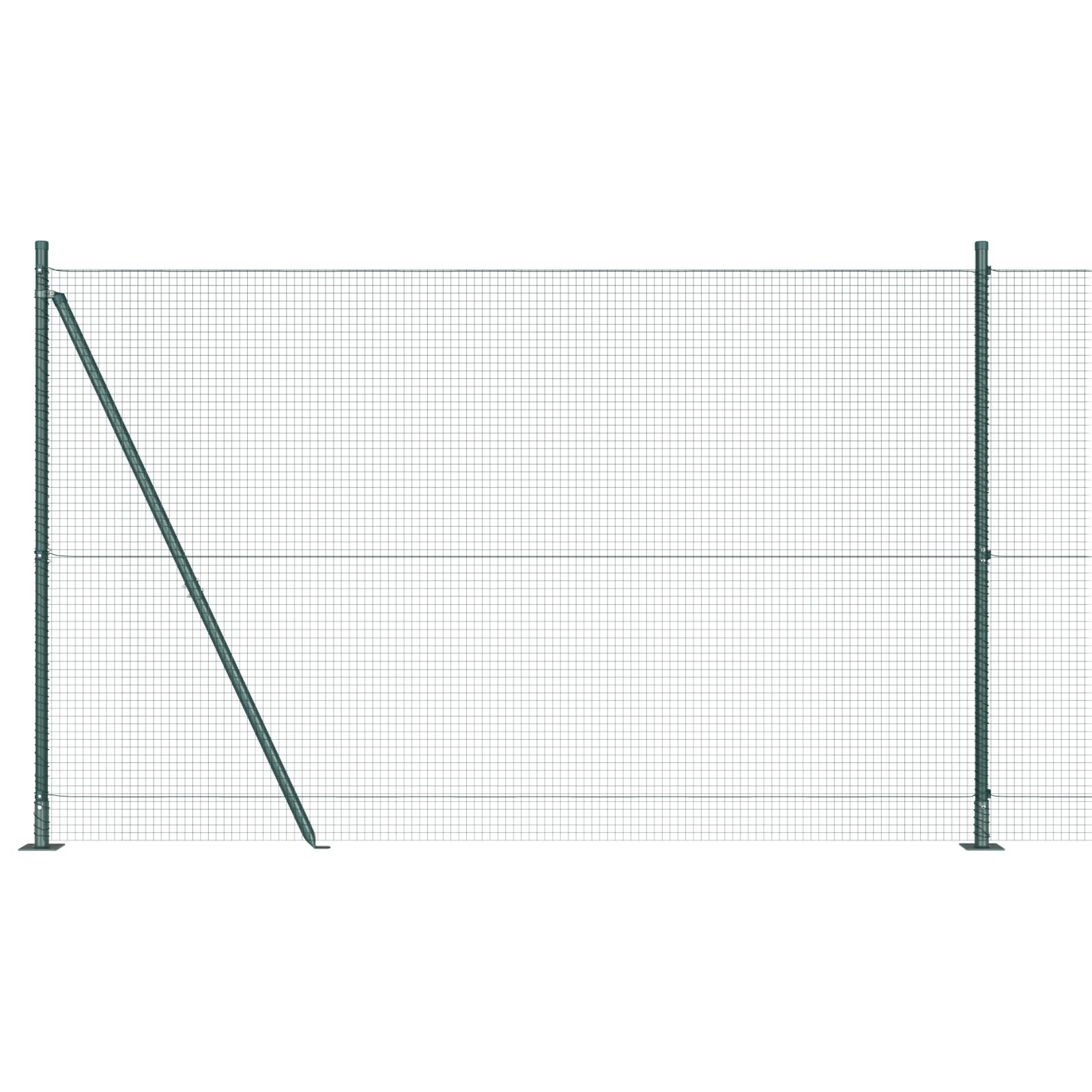 Gard din Sârmă Sudată cu 13 Stâlpi Flanșați Verde 1.4x50 m Oțel GartenMobel Dekor