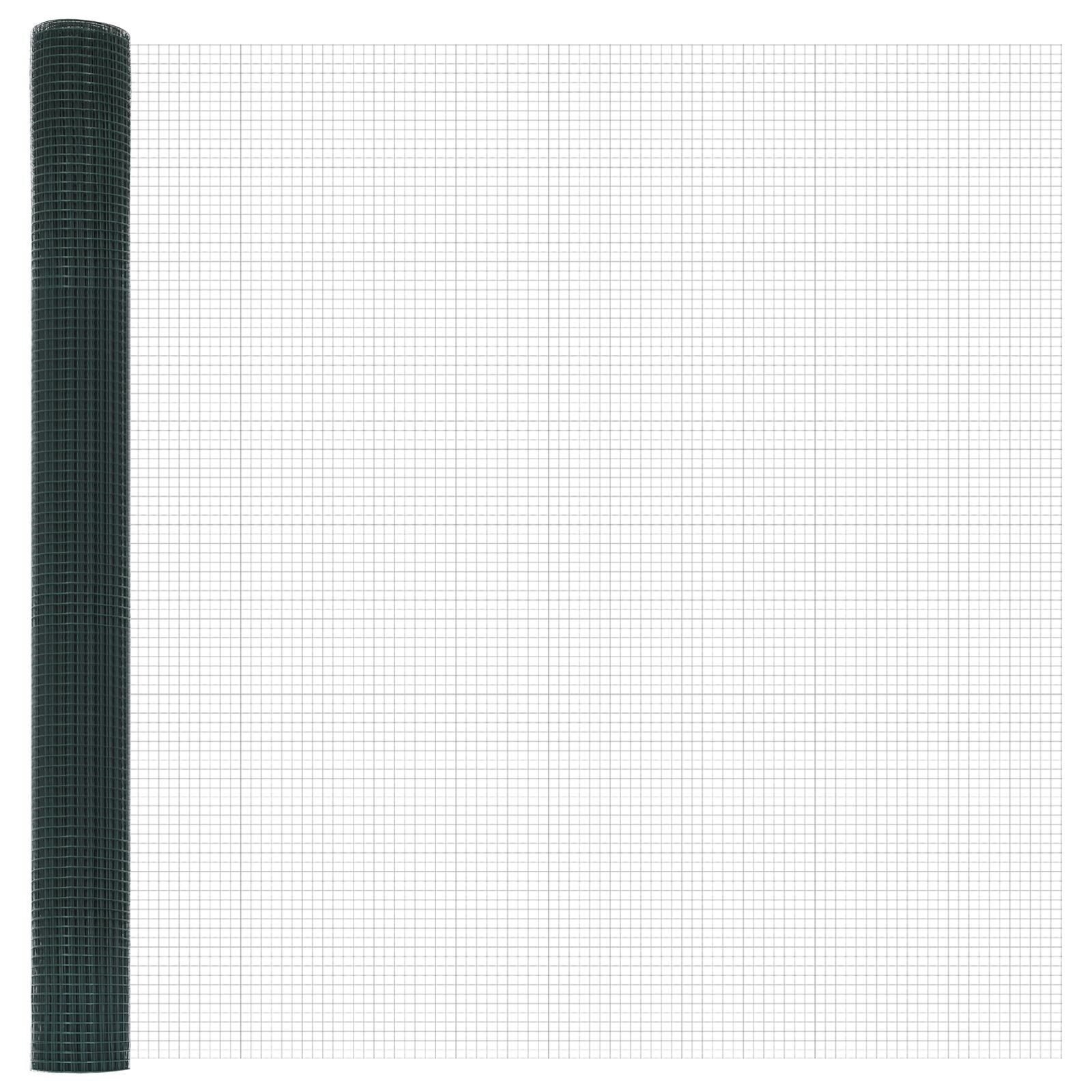 Gard din Sârmă Sudată cu 13 Stâlpi Flanșați Verde 1.4x50 m Oțel GartenMobel Dekor