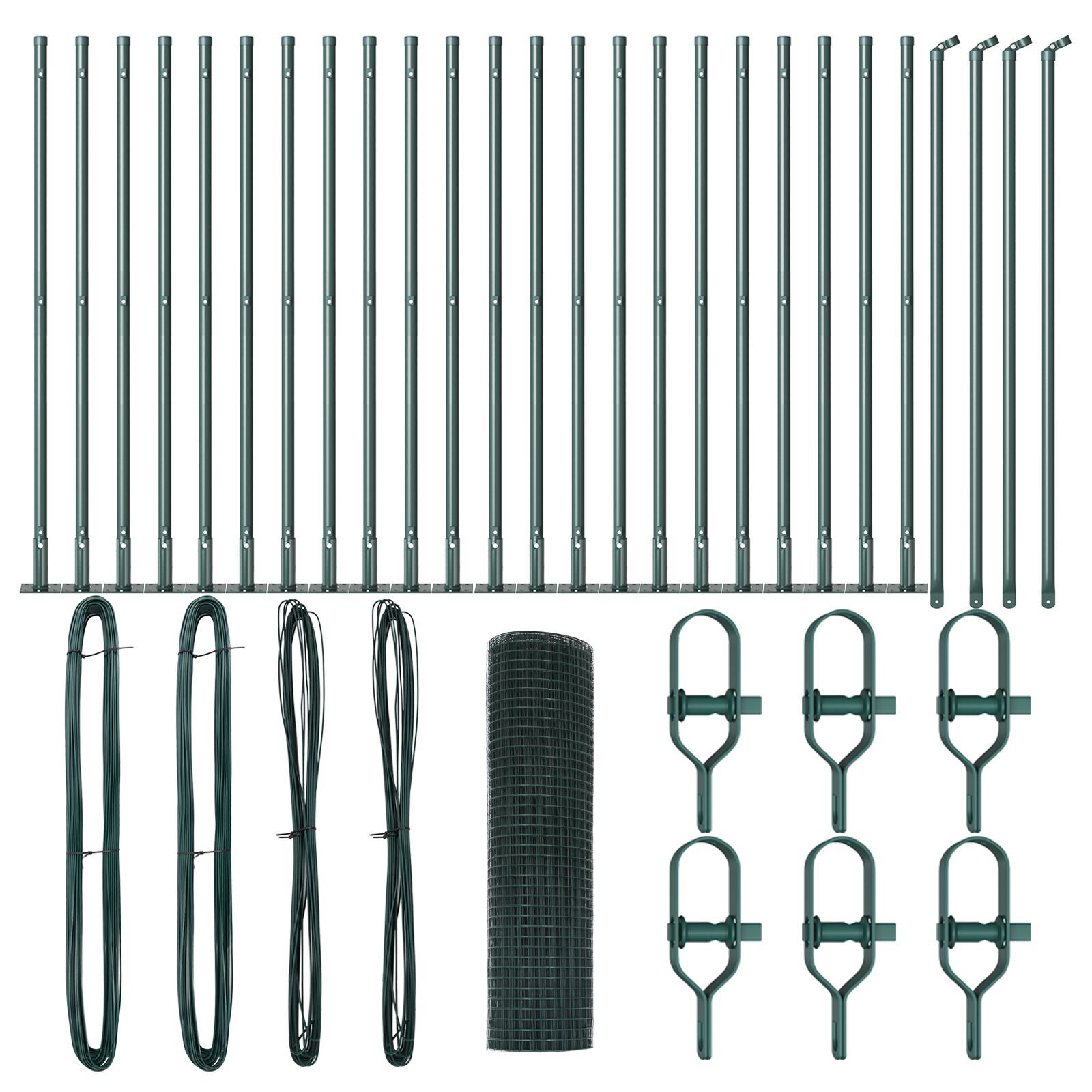 Gard din sârmă sudată cu 13 stâlpi flanșați Verde 1x50 m Oțel GartenMobel Dekor