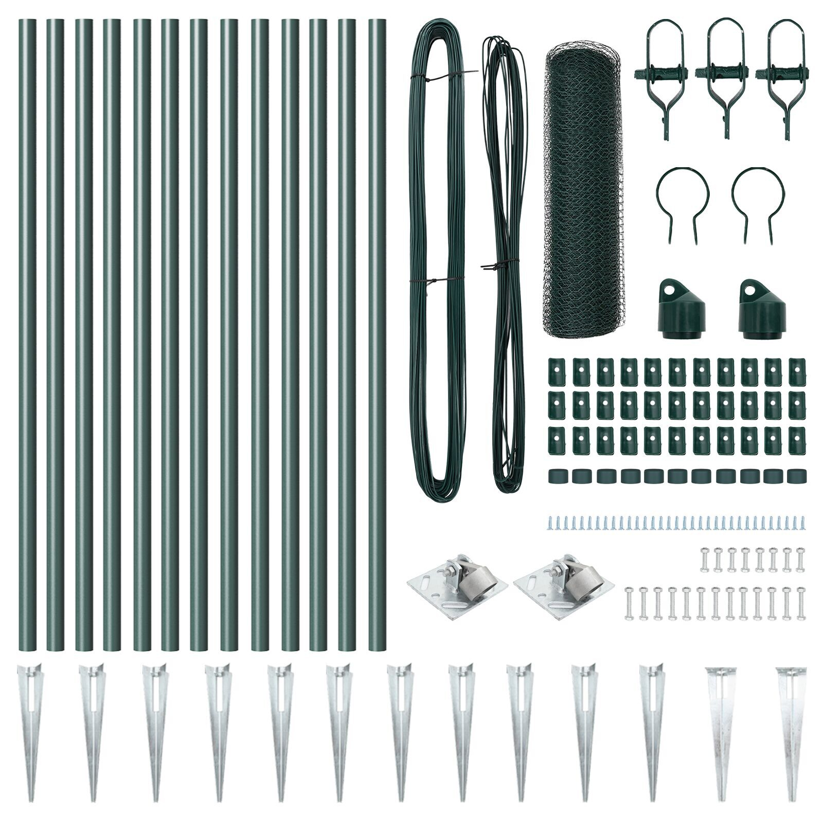 Set de Gard Set de 2 Verde pădure Metal acoperit cu plastic GartenMobel Dekor