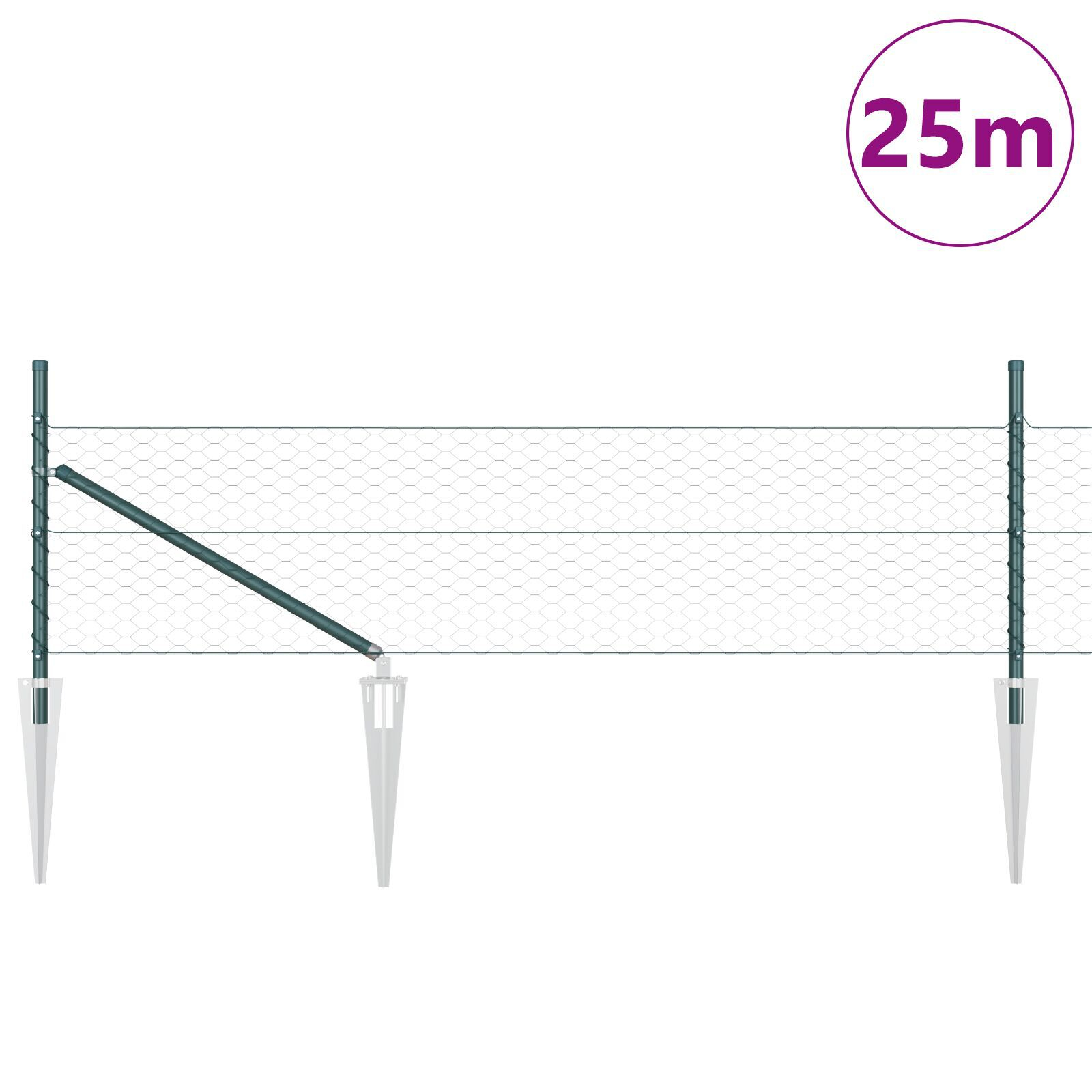 Set de garduri Set de 2 Verde pădure Oțel galvanizat 25 x 0.5 m GartenMobel Dekor
