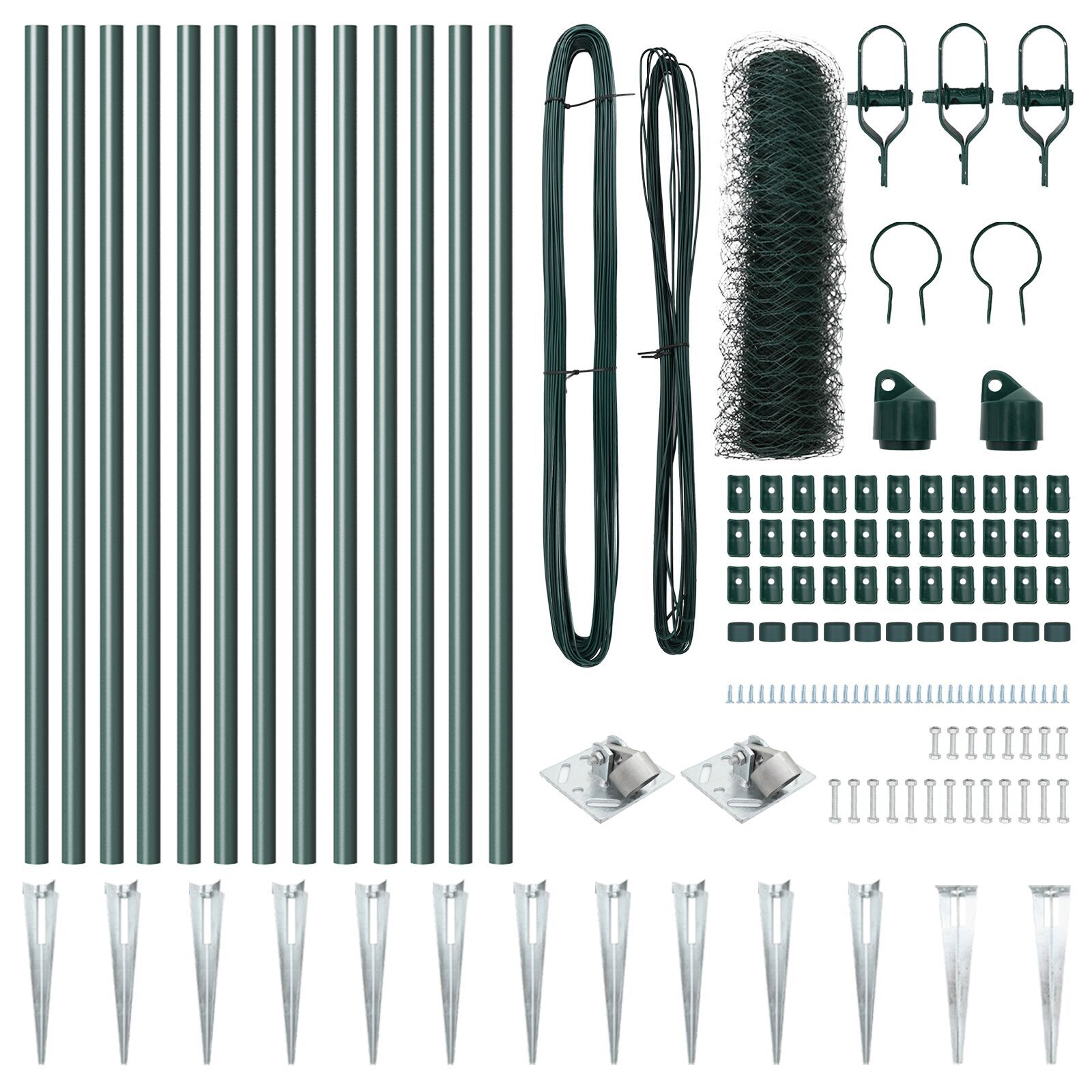Set de garduri Set de 2 Verde pădure Oțel galvanizat 25 x 0.5 m GartenMobel Dekor