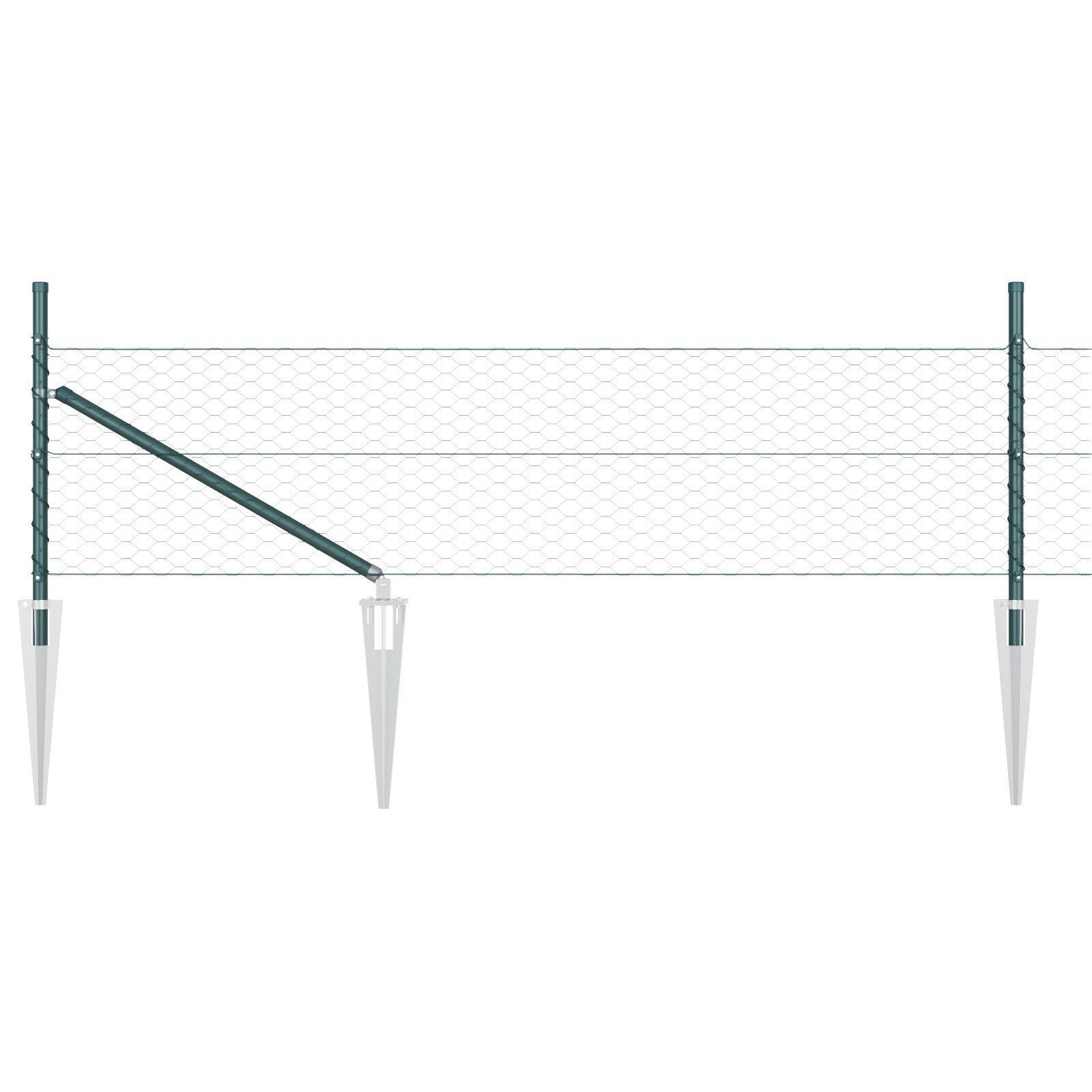 Set de garduri Set de 2 Verde pădure Oțel galvanizat 25 x 0.5 m GartenMobel Dekor