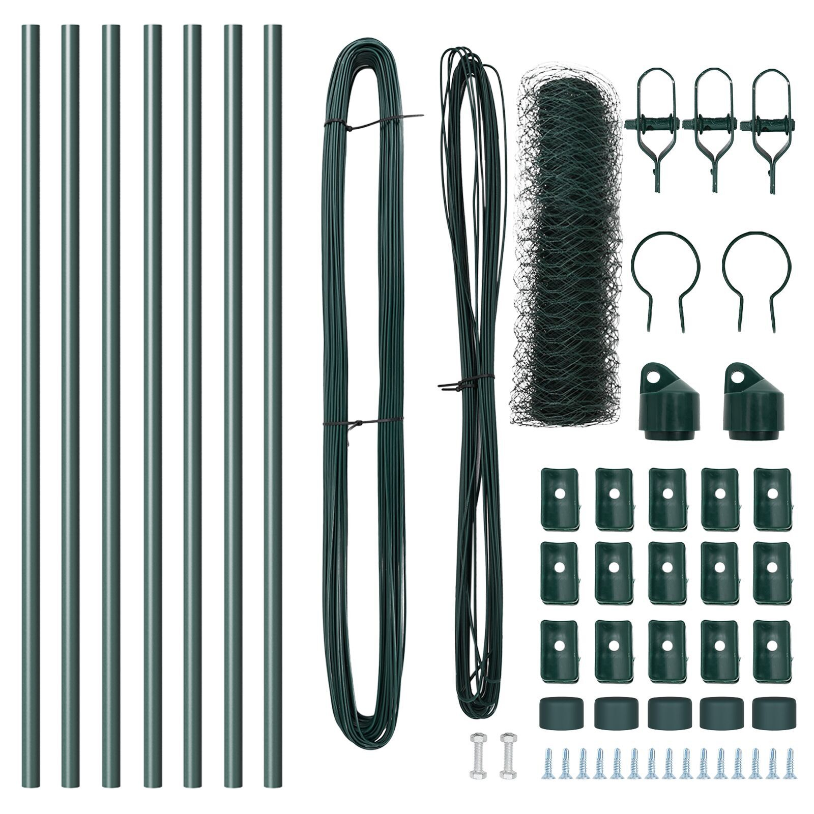 Gard Hexagonal  Verde 0.4x10 m Oțel, Stâlpi pentru Gard  7 buc Verde Ø32 mm 80 cm Oțel Zincat GartenMobel Dekor