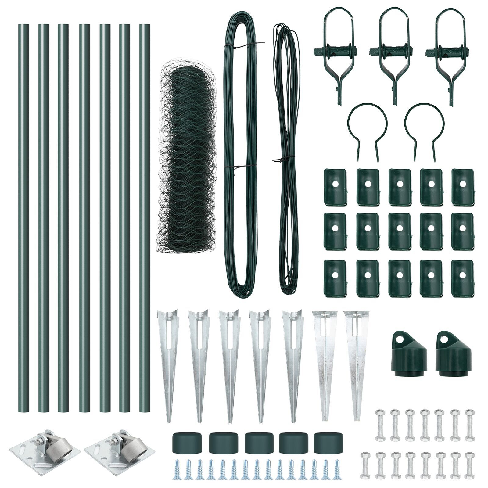 Gard Hexagonal Verde 0.4x10 m Oțel, Stâlpi pentru gard cu Vârf 7 buc Ø32 mm 60 cm Oțel Galvanizat GartenMobel Dekor