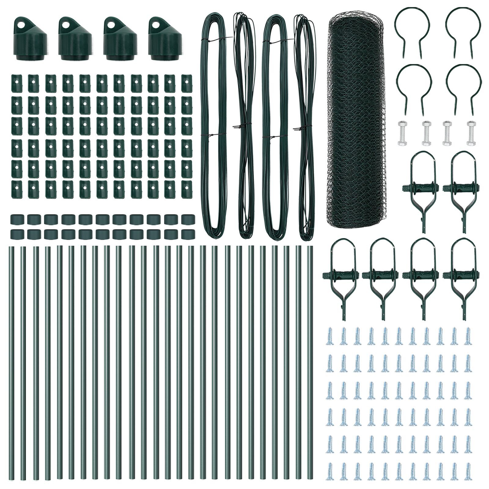 Gard Hexagonal  Verde 0,4x50 m Oțel, Stâlpi de Gard  13 buc Verde Ø32 mm 80 cm Oțel Zincat GartenMobel Dekor
