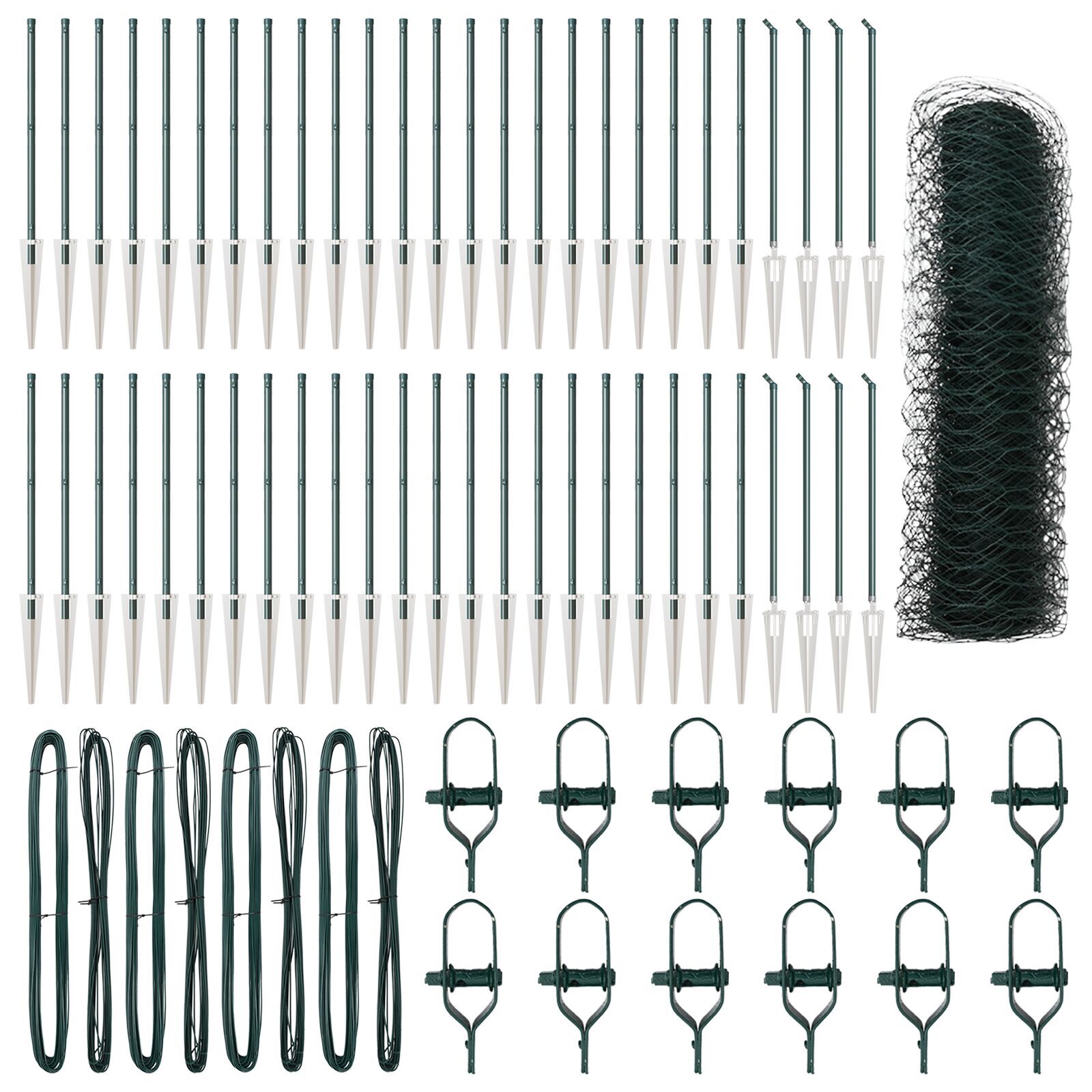 Gard Hexagonal Verde 0.6x100 m Oțel, Stâlpi de Gard cu Spike 13 pcs Ø32 mm 80 cm Oțel Galvanizat GartenMobel Dekor