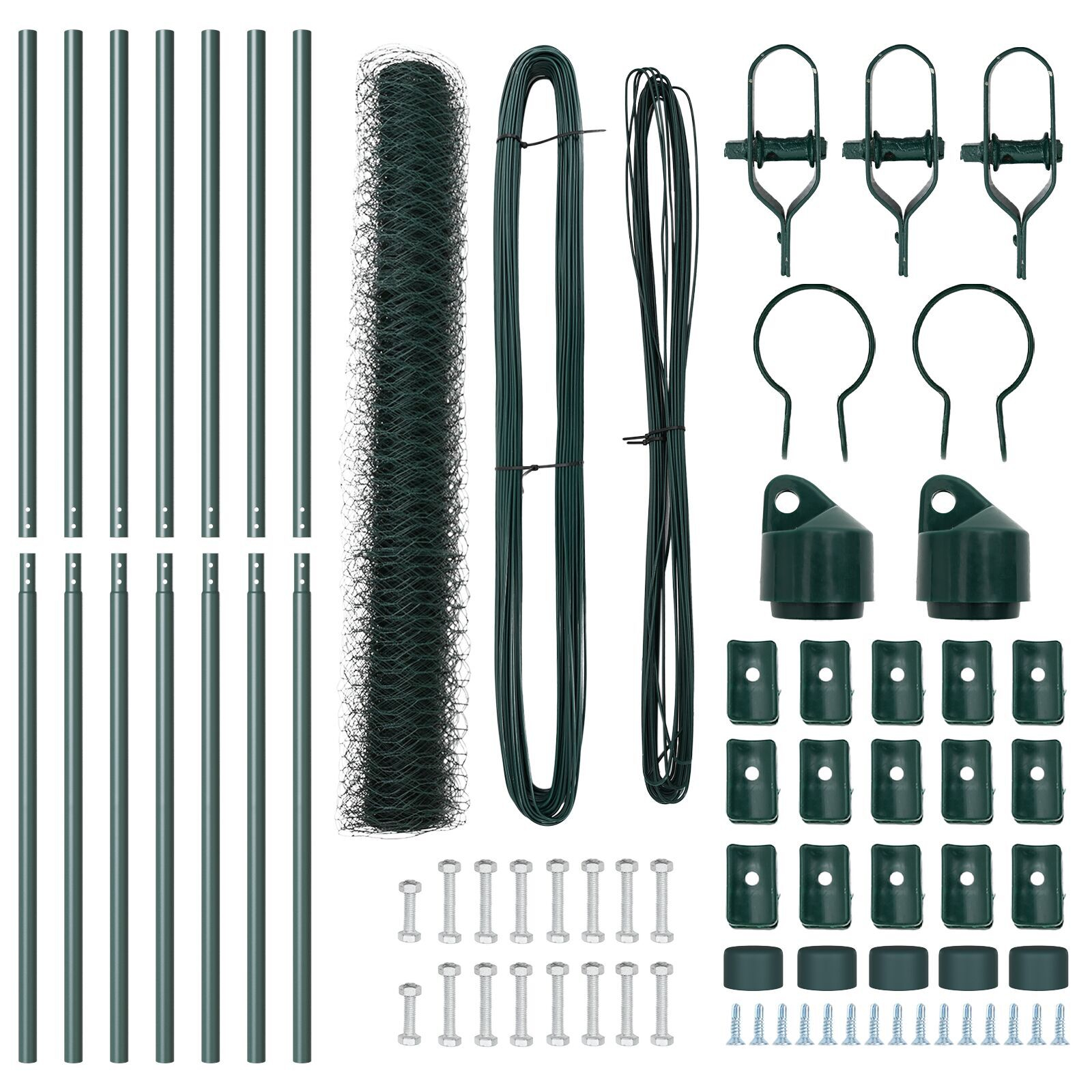 Gard Hexagonal  Verde 1.4x10 m Oțel, Stâlpi Gard  7 buc Verde Ø32 mm 190 cm Oțel Galvanizat GartenMobel Dekor