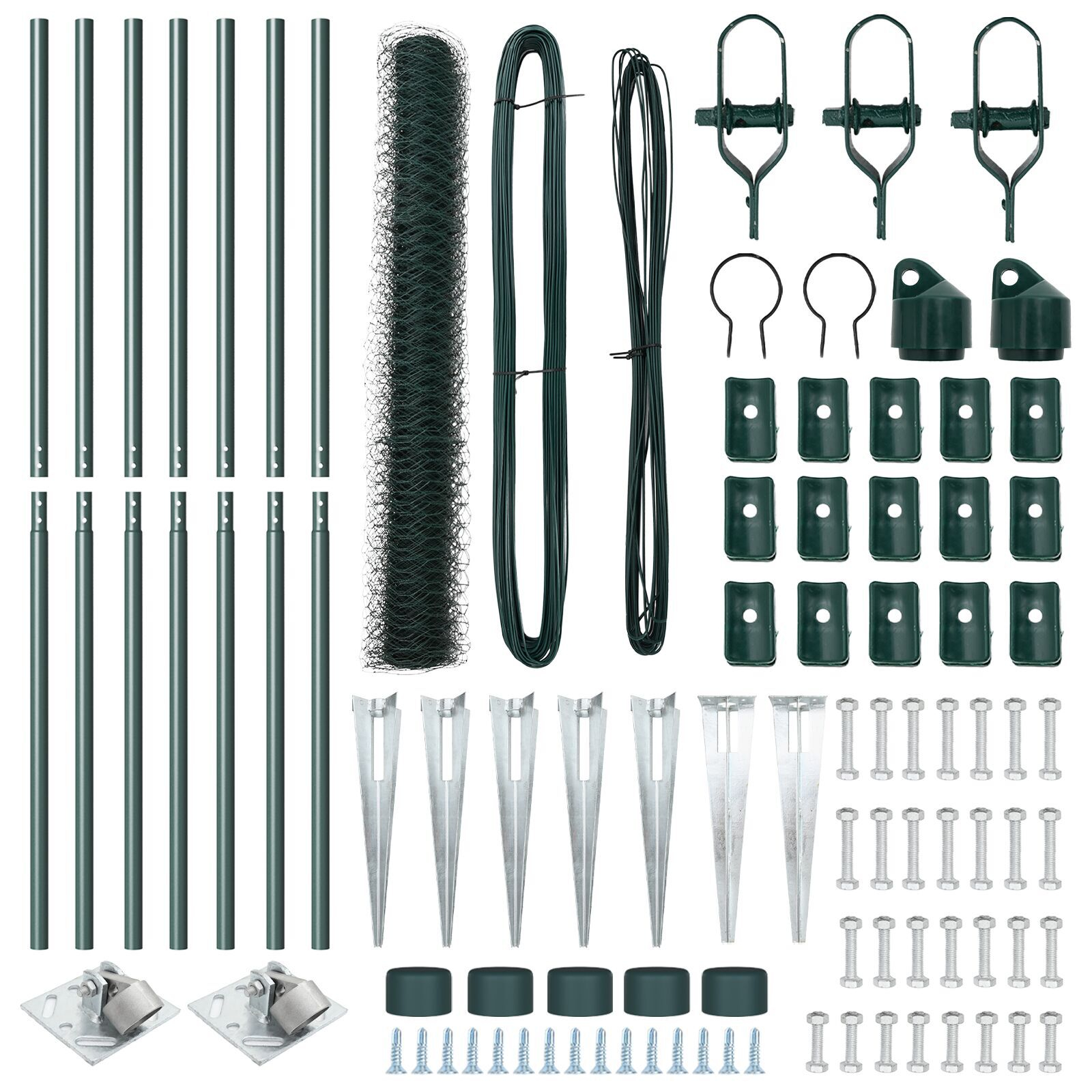 Gard Hexagonal Verde 1.4x10 m Oțel, Stâlpi de Gard cu Vârf 7 buc Ø32 mm 160 cm Oțel Galvanizat GartenMobel Dekor