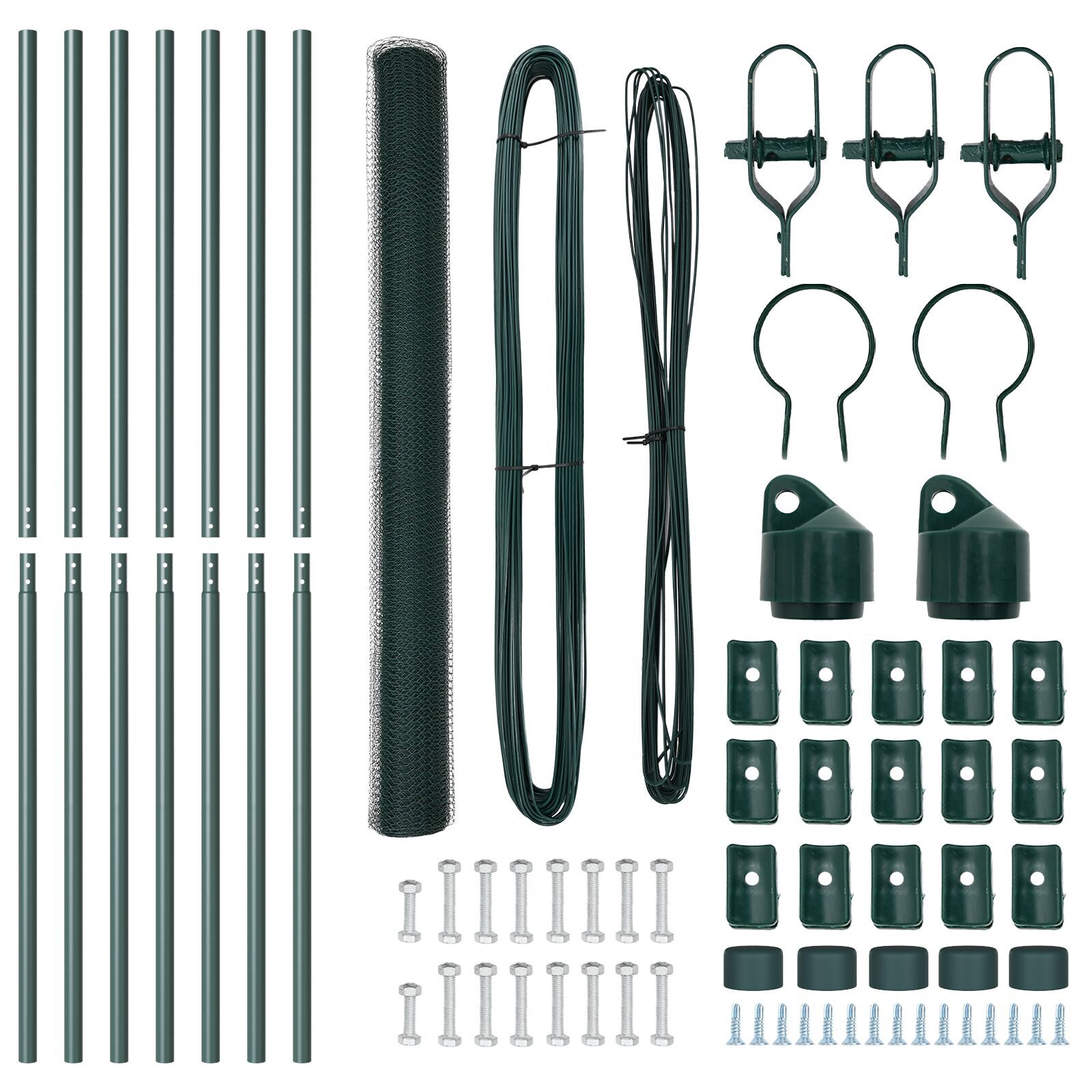 Gard Hexagonal Verde 1.5x10 m Oțel, Stâlpi de Gard 7 buc Verde Ø32 mm 200 cm Oțel Galvanizat GartenMobel Dekor