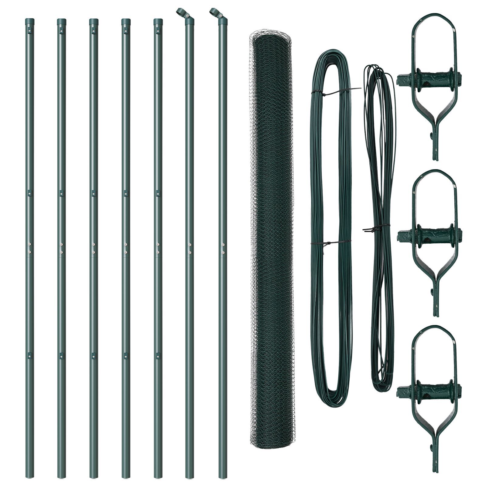 Gard Hexagonal Verde 1.5x10 m Oțel, Stâlpi de Gard 7 buc Verde Ø32 mm 200 cm Oțel Galvanizat GartenMobel Dekor