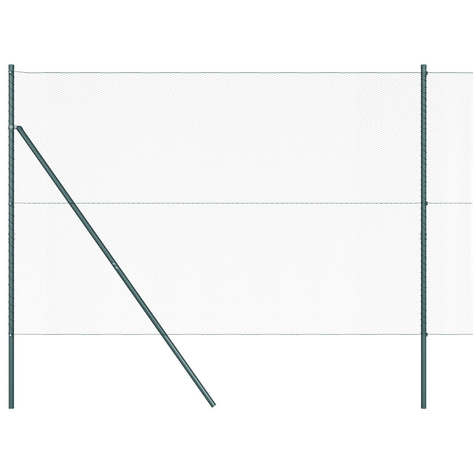 Gard Hexagonal Verde 1.5x10 m Oțel, Stâlpi de Gard 7 buc Verde Ø32 mm 200 cm Oțel Galvanizat GartenMobel Dekor