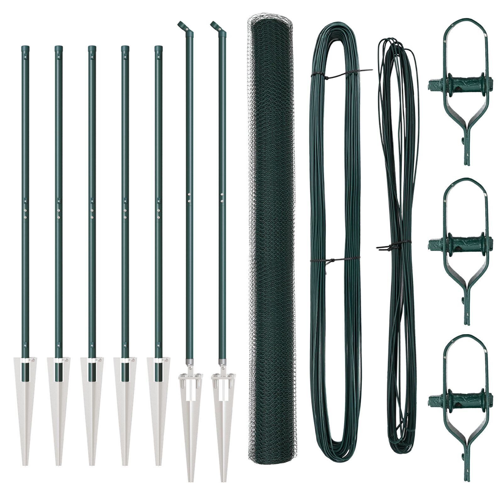 Gard Hexagonal  Verde 1,5x10 m Oțel, Stâlpi de Gard  cu cui 7 buc Ø32 mm 170 cm Oțel galvanizat GartenMobel Dekor