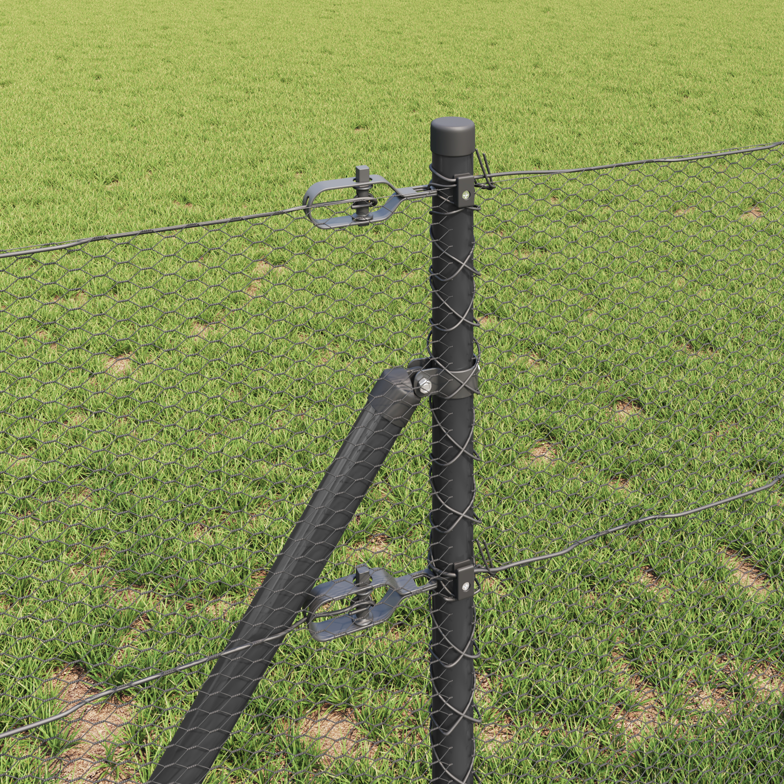 Gard hexagonal  gri 0.6x10 m oțel, Stâlpi de gard  7 buc gri Ø32 mm 100 cm oțel galvanizat GartenMobel Dekor