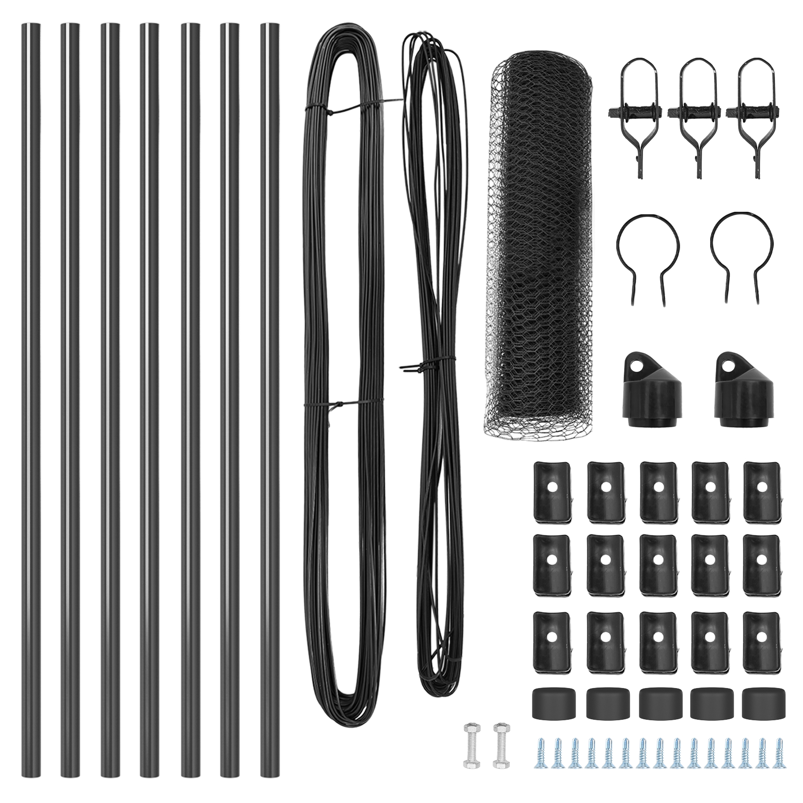 Gard hexagonal  gri 0.6x10 m oțel, Stâlpi de gard  7 buc gri Ø32 mm 100 cm oțel galvanizat GartenMobel Dekor