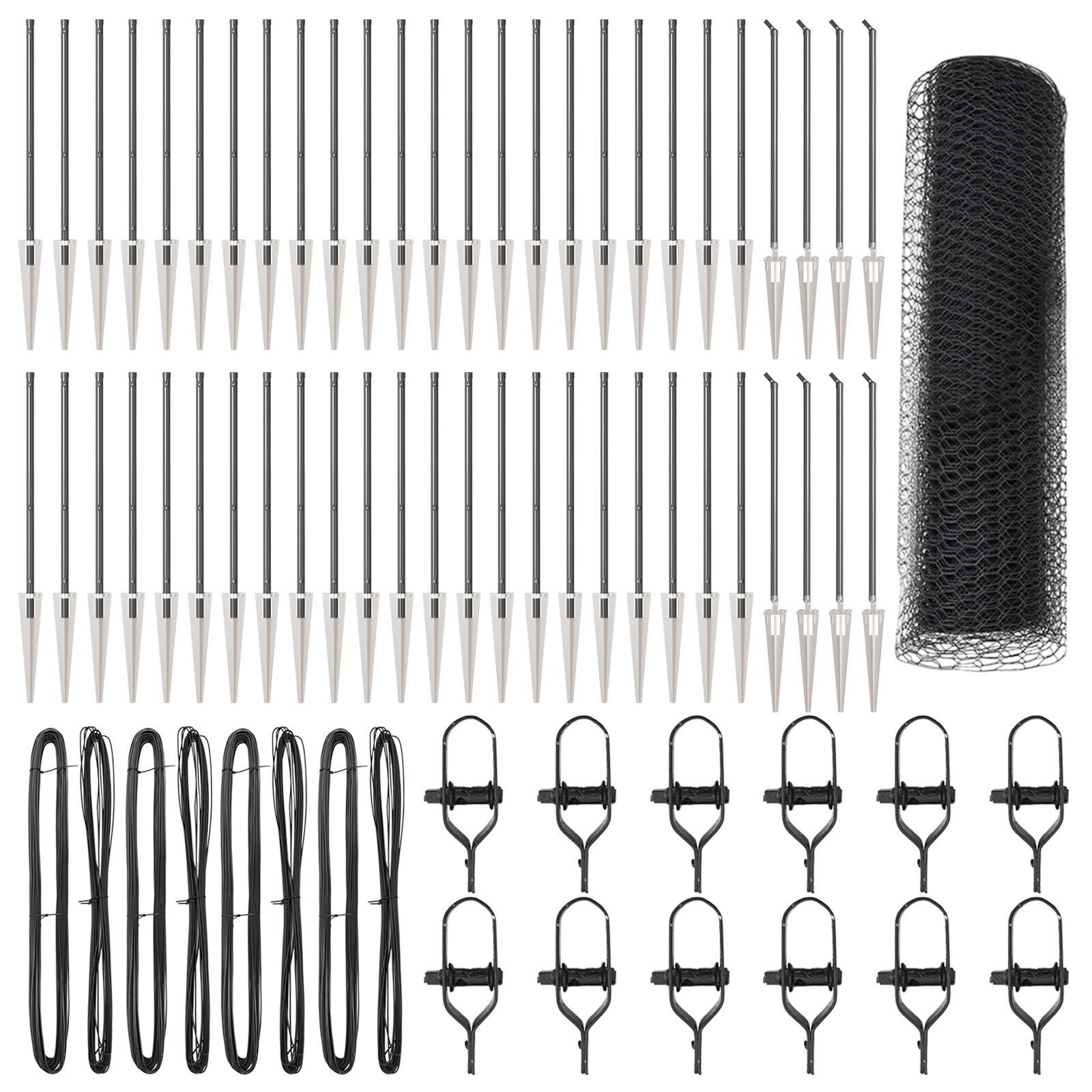 Gard Hexagonal Gri 0.6x100 m Oțel,  Stâlpi de Gard cu Spike 13pcs Ø32mm 80cm Oțel Zincat GartenMobel Dekor