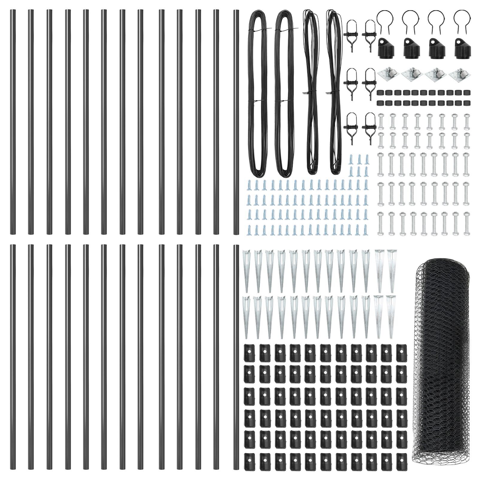 Împrejmuire Hexagonală Gri 0.4x50 m Oțel, Stâlpi de Gard cu Vârf 13 pcs Ø32 mm 60 cm Oțel Galvanizat GartenMobel Dekor