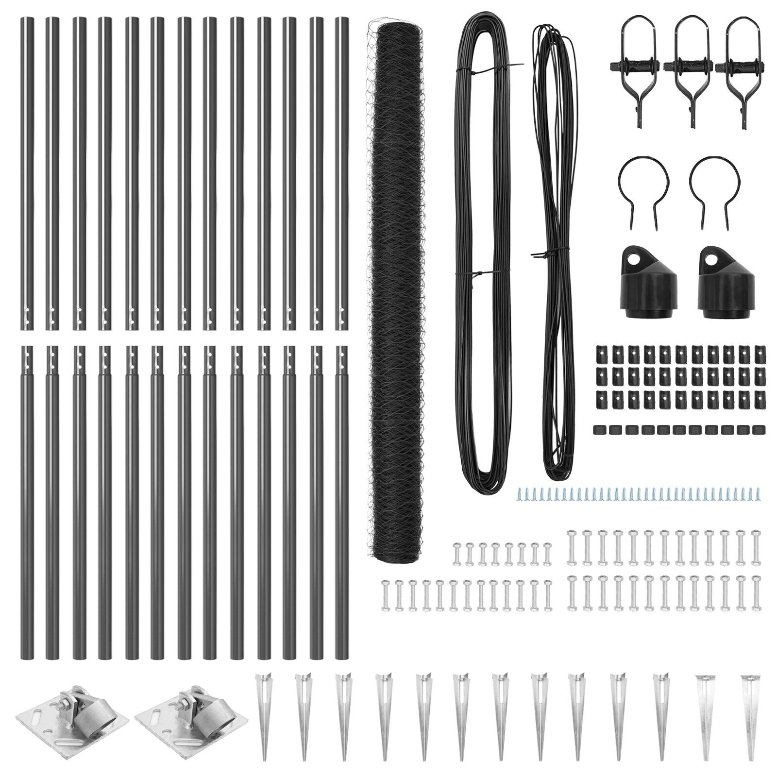 Set Gard Set de 2 Gri Metal, Fir Acoperit PVC 25 x 1.5 m GartenMobel Dekor