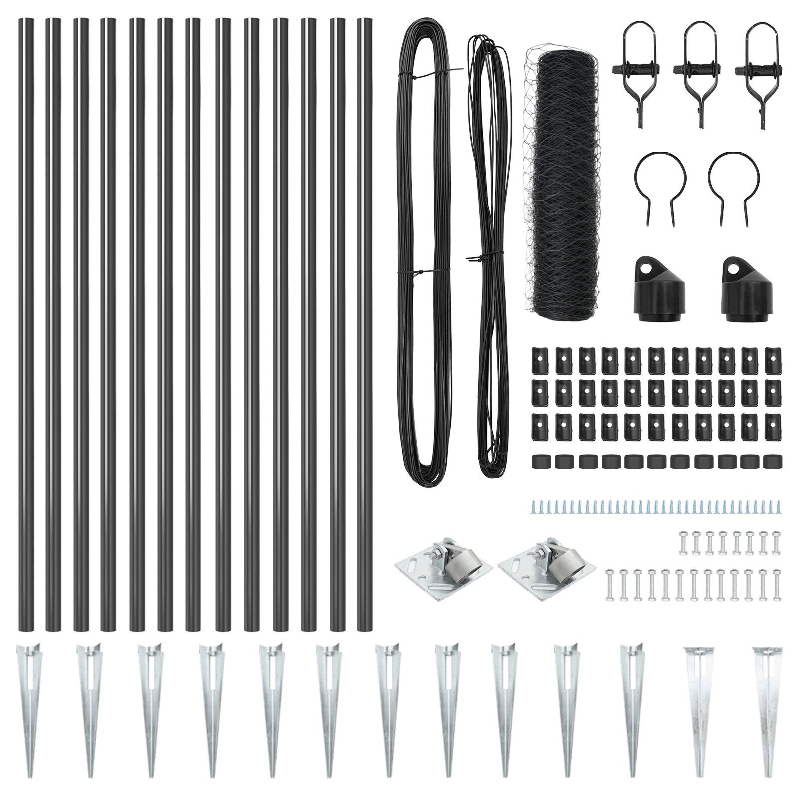 Set de Gard Set de 2 Gri Oțel Vopsit Electrostatic 25 x 0.5 m GartenMobel Dekor