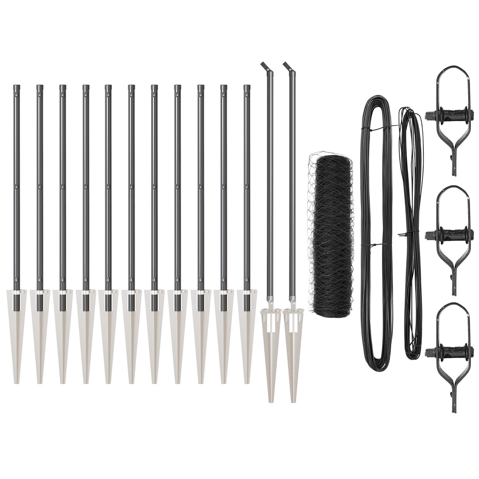 Set de Gard Set de 2 Gri Oțel Vopsit Electrostatic 25 x 0.5 m GartenMobel Dekor