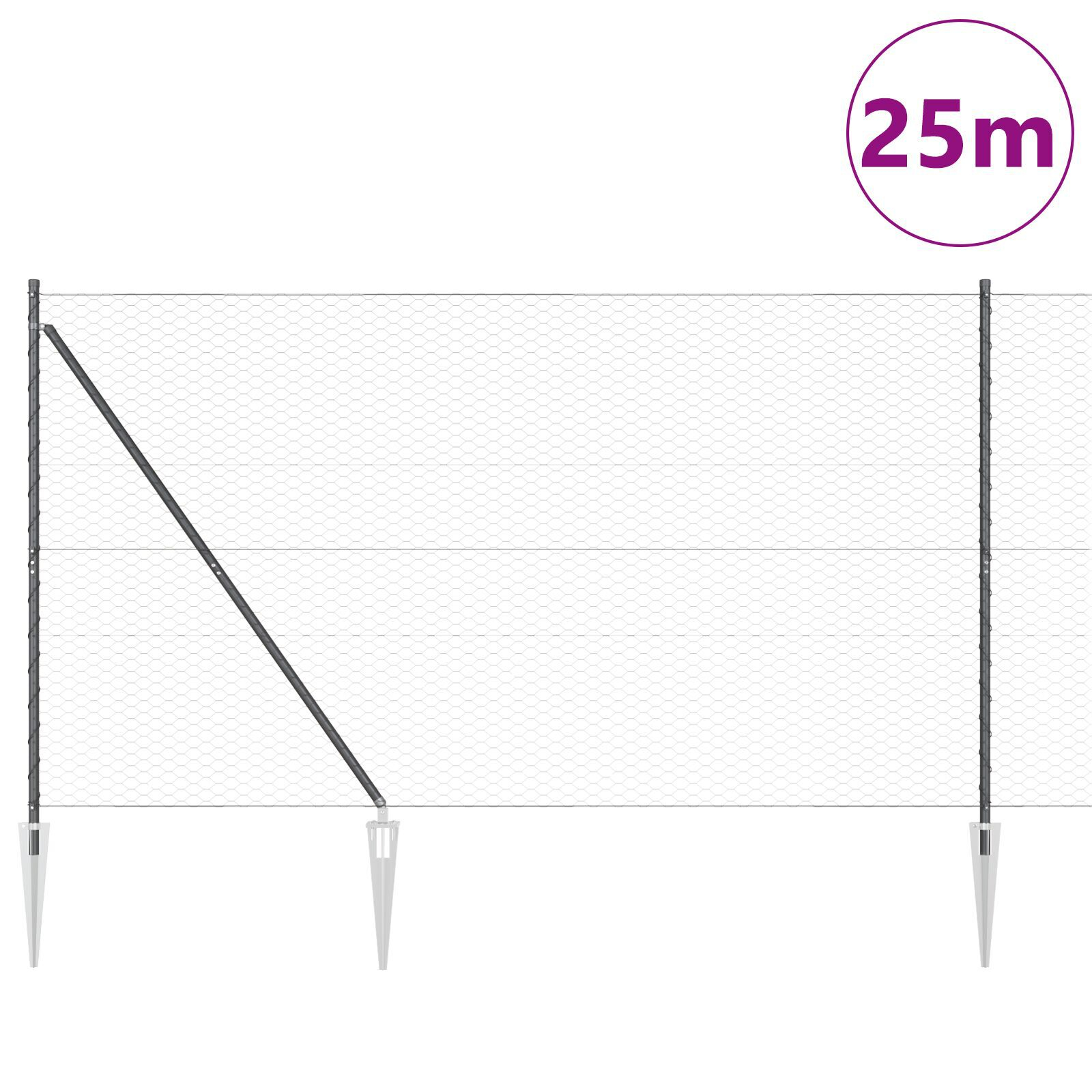 Set de Împrejmuire Set de 2 Gri Oțel 25 x 1.5 m Pliabil GartenMobel Dekor