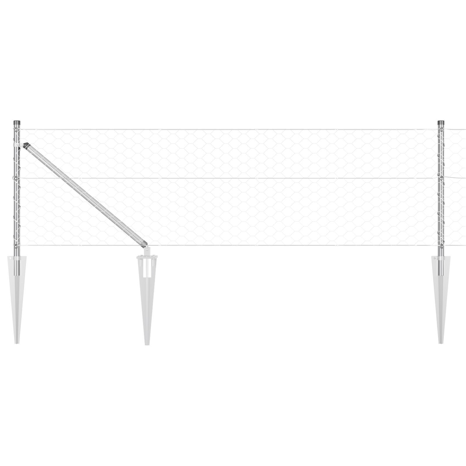 Gard Hexagonal  0,6x10 m din Oțel Galvanizat, Stâlpi de Gard  cu Vârf 7 buc Ø32 mm 80 cm Oțel Galvanizat GartenMobel Dekor