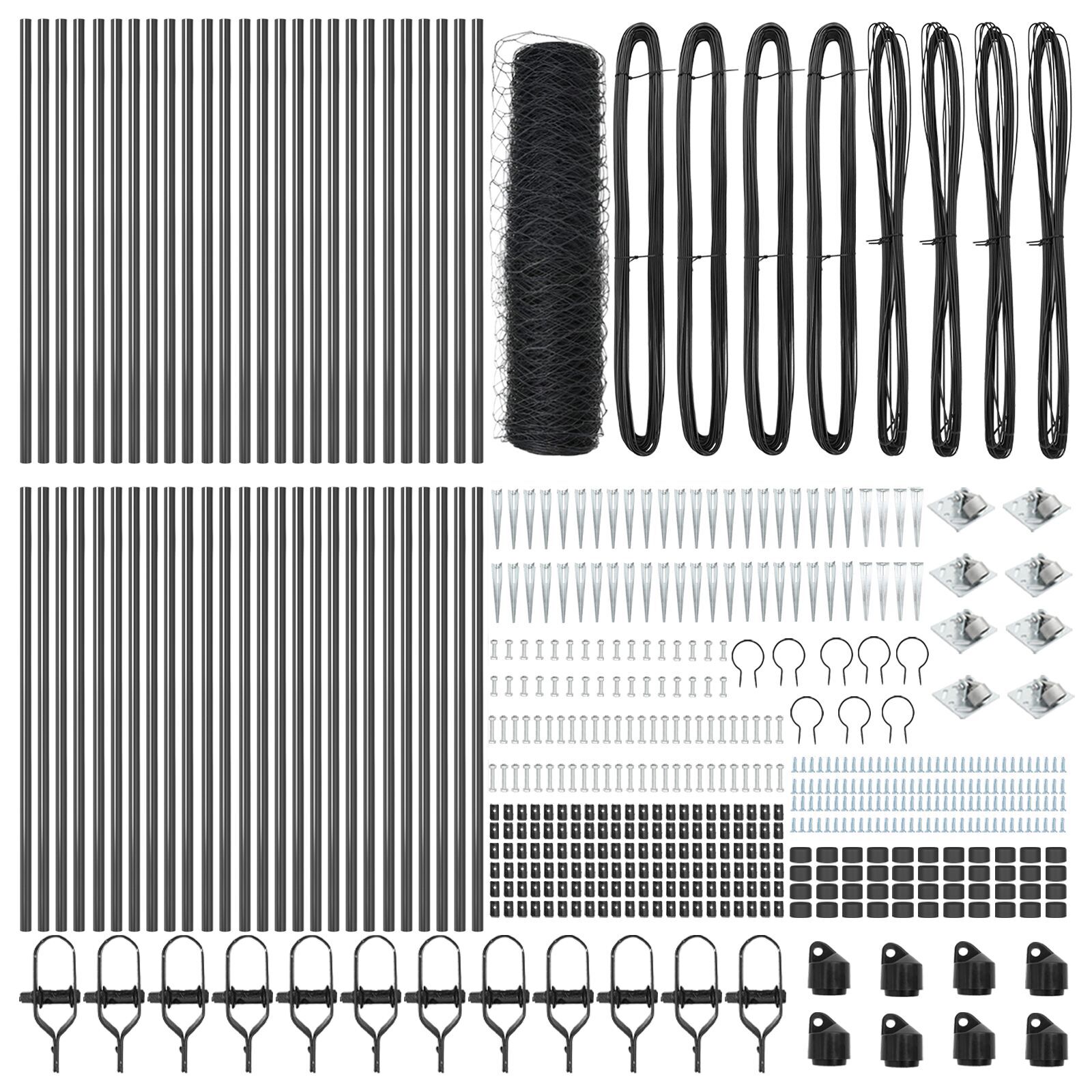 Gard Hexagonal  Gri 0,5x100 m Oțel, Stâlpi de gard  cu vârf 13 buc Ø32 mm 80 cm Oțel galvanizat GartenMobel Dekor