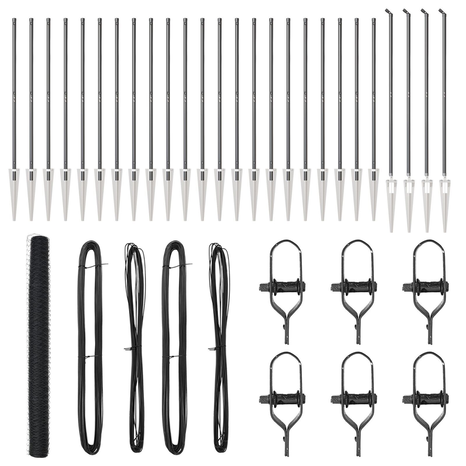 Gard Hexagonal  Gri 1,5x50 m Oțel, Stâlpi de Gard  cu 13 bucăți Ø32 mm 170 cm Oțel Galvanizat GartenMobel Dekor