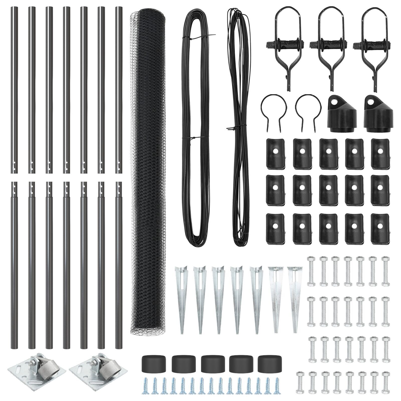 Gard Hexagonal  Gri 1.6x10 m Oțel, Stâlpi de Gard  cu Spike 7 buc Ø32 mm 180 cm Oțel Galvanizat GartenMobel Dekor