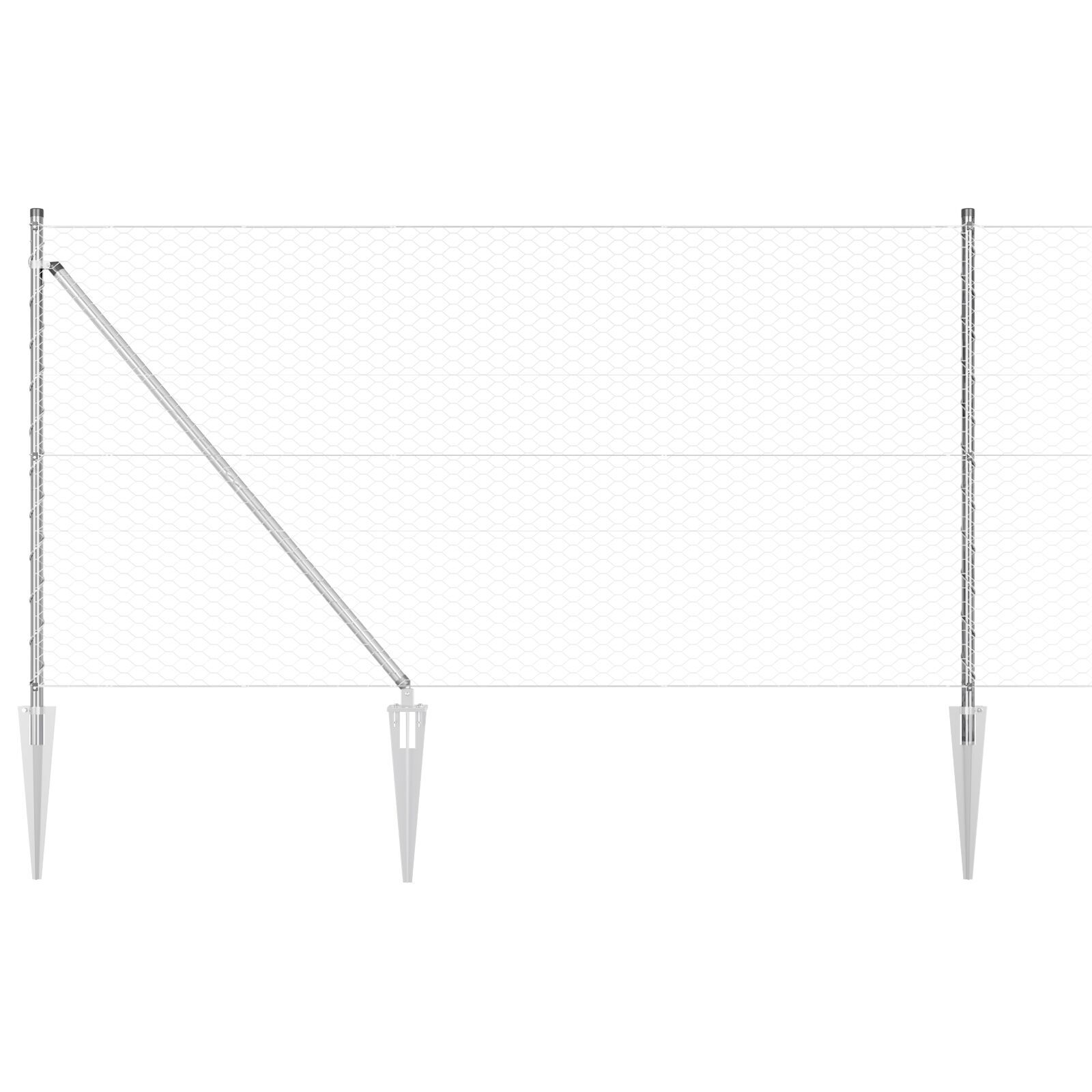 Gard hexagonal  1x10 m Oțel galvanizat, Stâlpi pentru gard  cu vârf 7 buc Ø32 mm 120 cm Oțel galvanizat GartenMobel Dekor