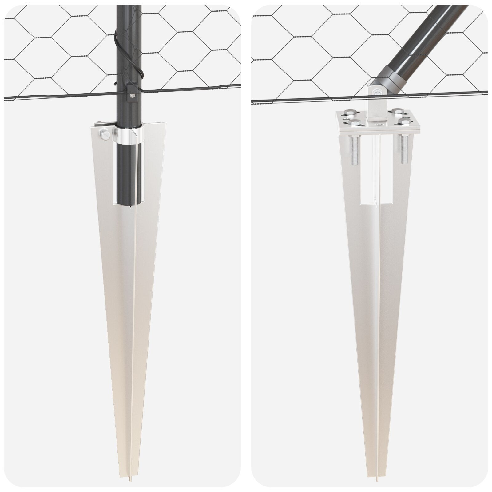 Gard hexagonal Gri 0.6x50 m Oțel, Stâlpi de gard cu vârf 13 buc Ø32 mm 80 cm Oțel galvanizat GartenMobel Dekor