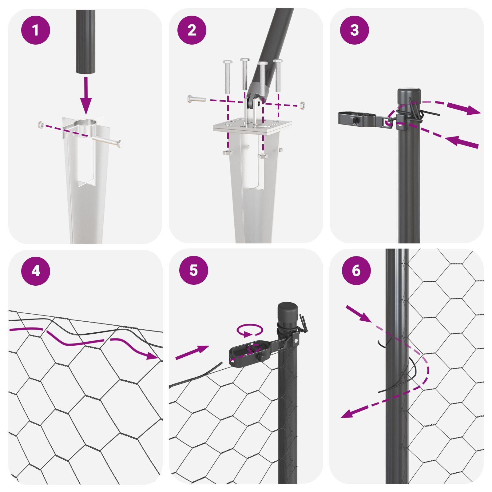 Gard hexagonal  Gri 1.5x10 m din oțel, Piloni de gard  cu vârf 7 buc Ø32 mm 170 cm din oțel galvanizat GartenMobel Dekor