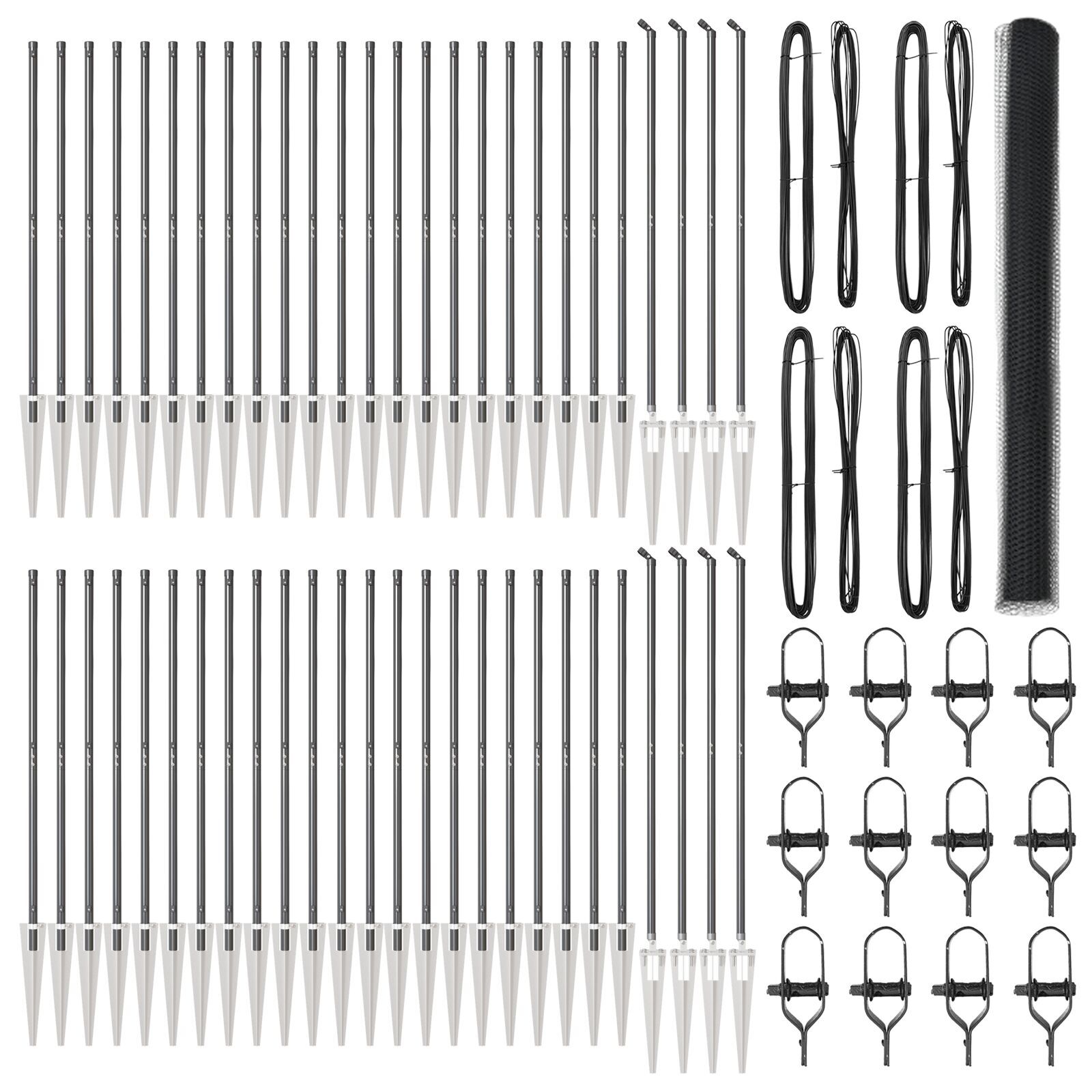 Gard hexagonal  gri 1.5x100 m oțel, Stâlpi gard  cu ancoră 13 buc Ø32 mm 170 cm oțel galvanizat GartenMobel Dekor