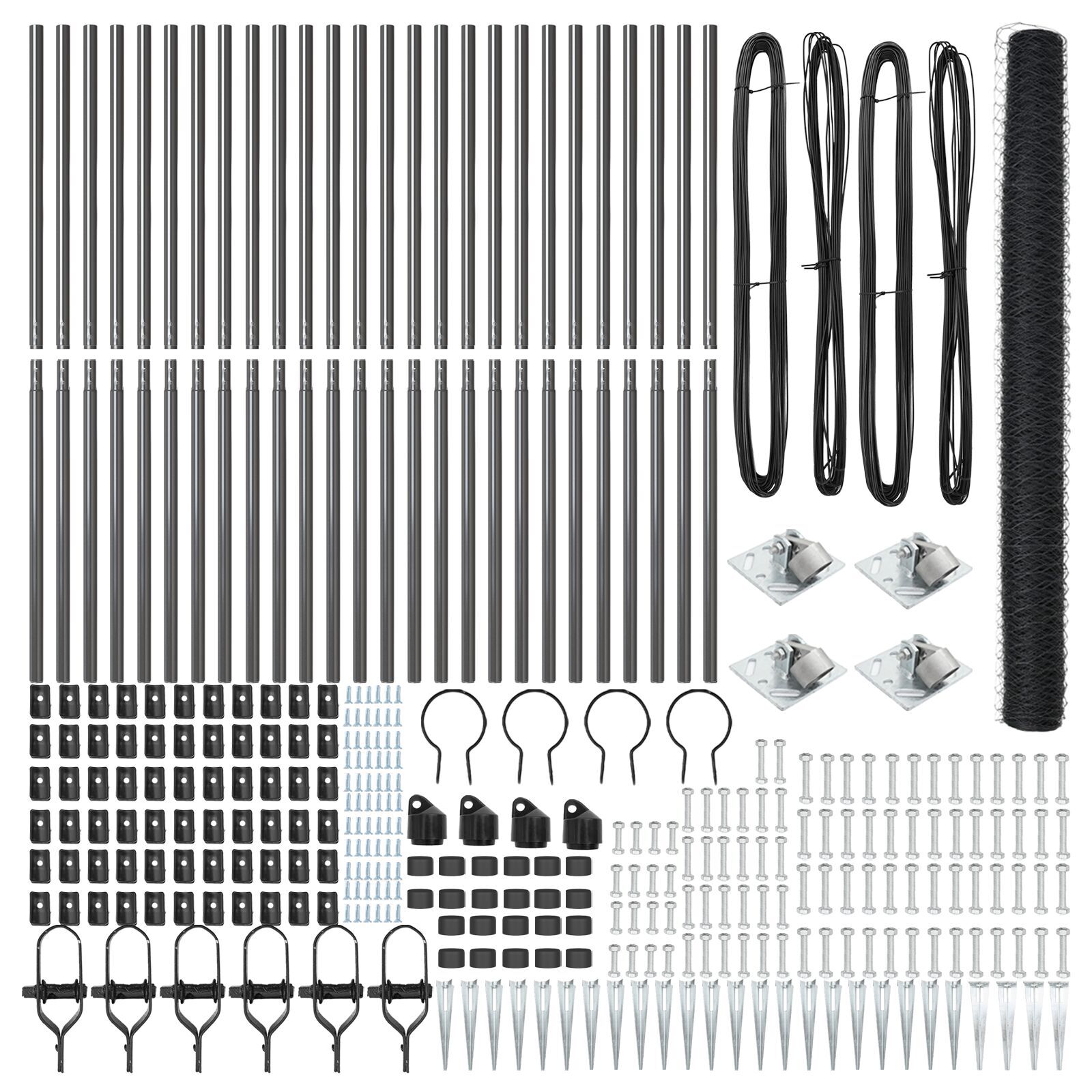 Împrejmuire Hexagonală Gri 1.6x50 m Oțel, Stâlpi de Împrejmuire cu Darts 13 buc Ø32 mm 180 cm Oțel Galvanizat GartenMobel Dekor