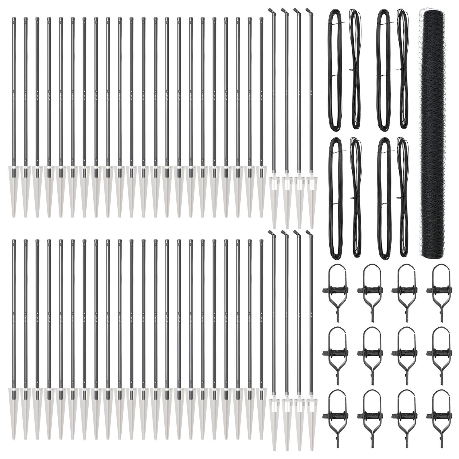 Îngrădire Hexagonală Gri 1,5x100 m Oțel, Stâlpi de Îngrădire cu Spic 13 buc Ø32 mm 170 cm Oțel Galvanizat GartenMobel Dekor