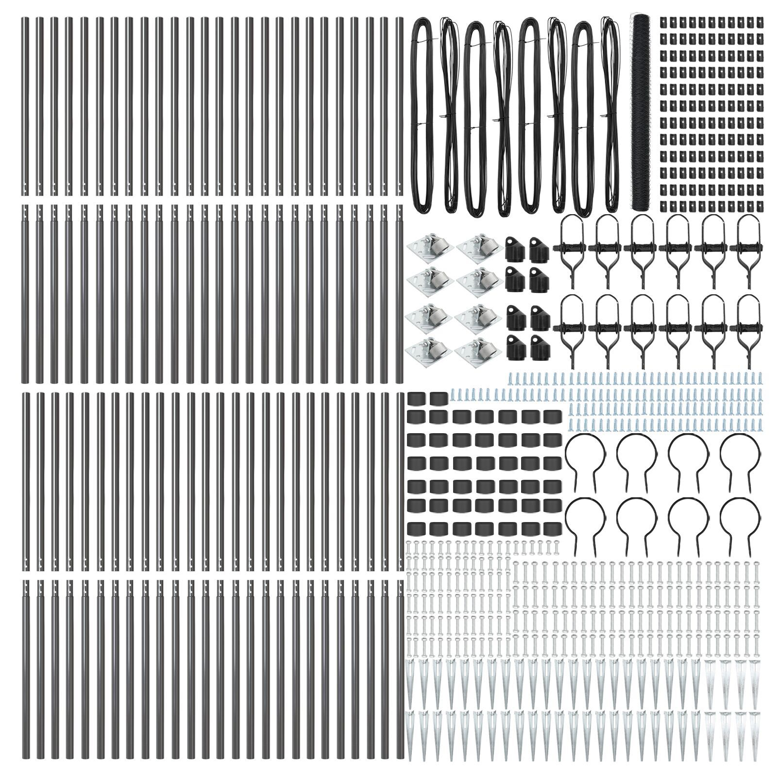 Îngrădire Hexagonală Gri 1,5x100 m Oțel, Stâlpi de Îngrădire cu Spic 13 buc Ø32 mm 170 cm Oțel Galvanizat GartenMobel Dekor