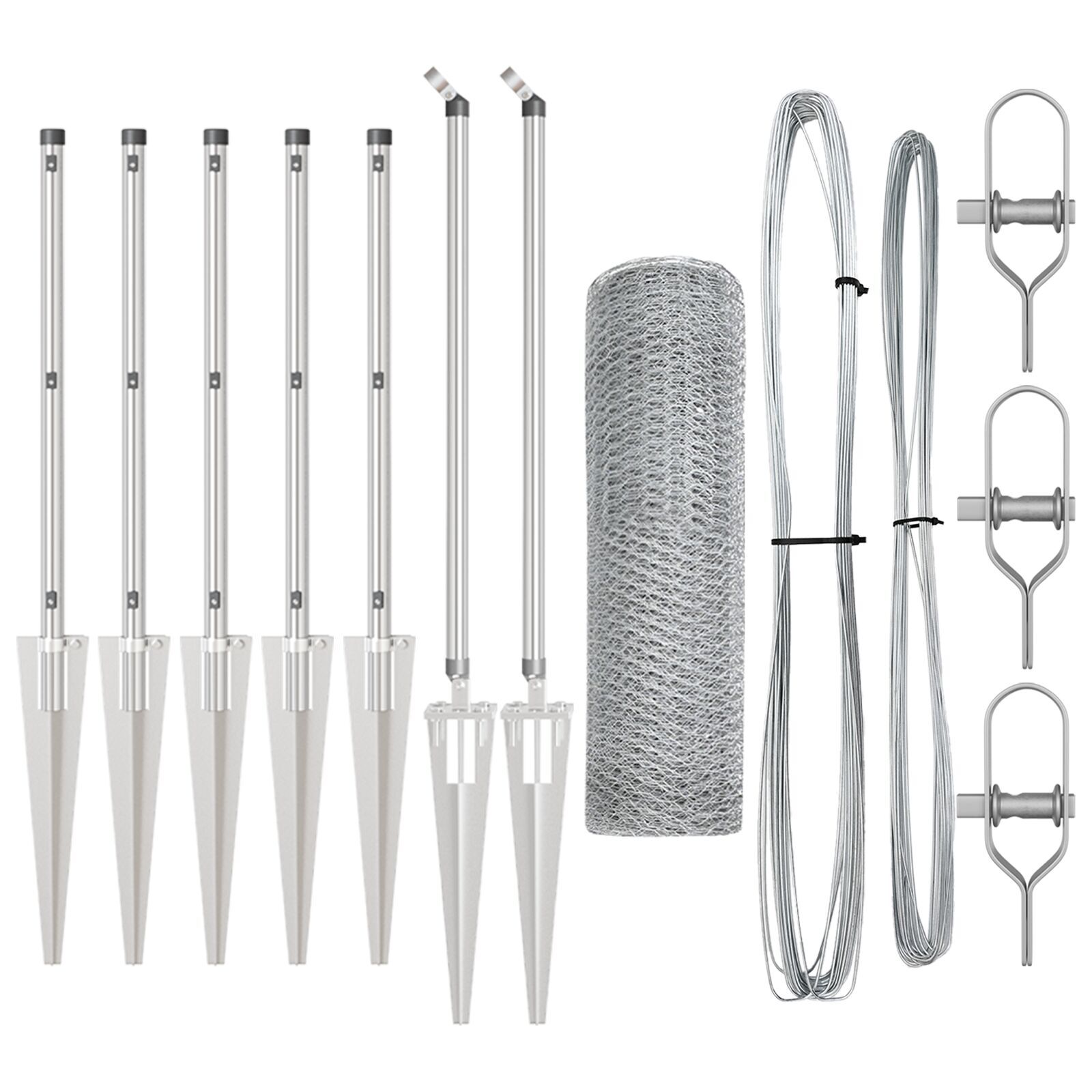 gard hexagonal 1x10 m oțel galvanizat, poste pentru gard cu spike 7 buc Ø32 mm 120 cm oțel galvanizat GartenMobel Dekor