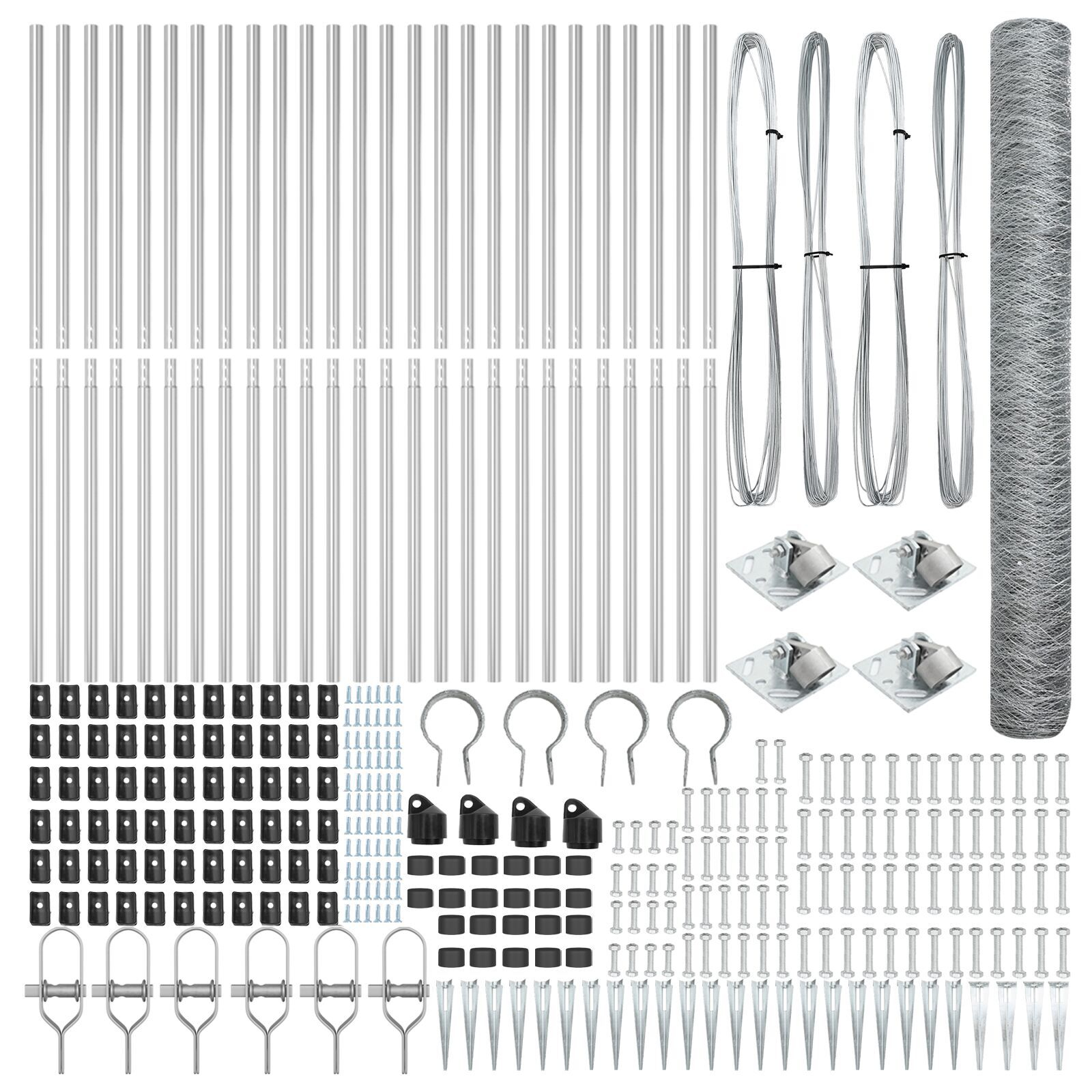 Gard Hexagonal 1.4x50 m Oțel Galvanizat,  Stâlpi Gard cu Apărătoare 13 buc Ø32 mm 160 cm Oțel Galvanizat GartenMobel Dekor