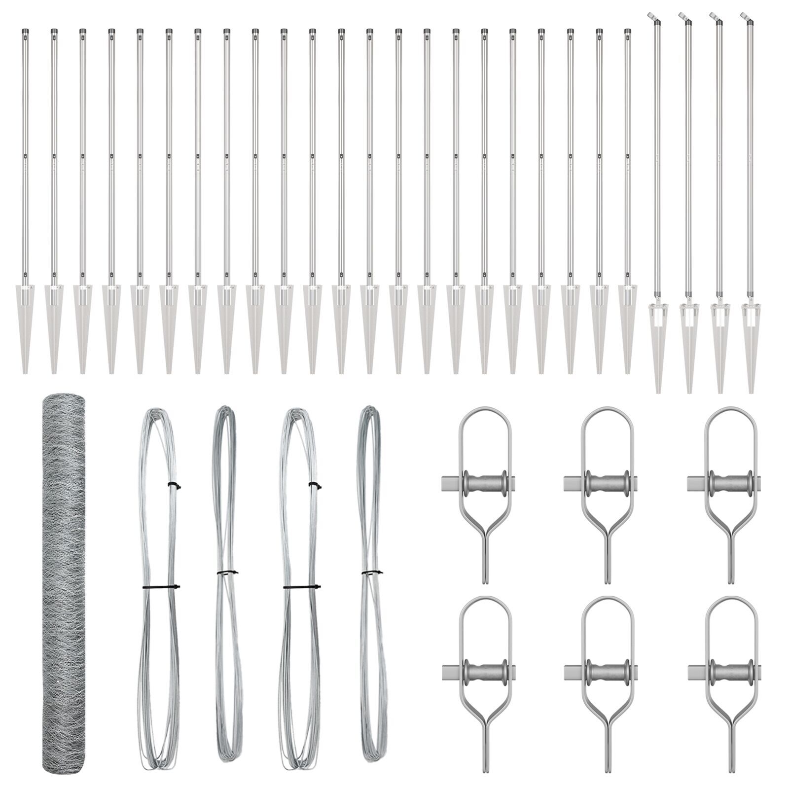 Gard Hexagonal 1.4x50 m Oțel Galvanizat,  Stâlpi Gard cu Apărătoare 13 buc Ø32 mm 160 cm Oțel Galvanizat GartenMobel Dekor